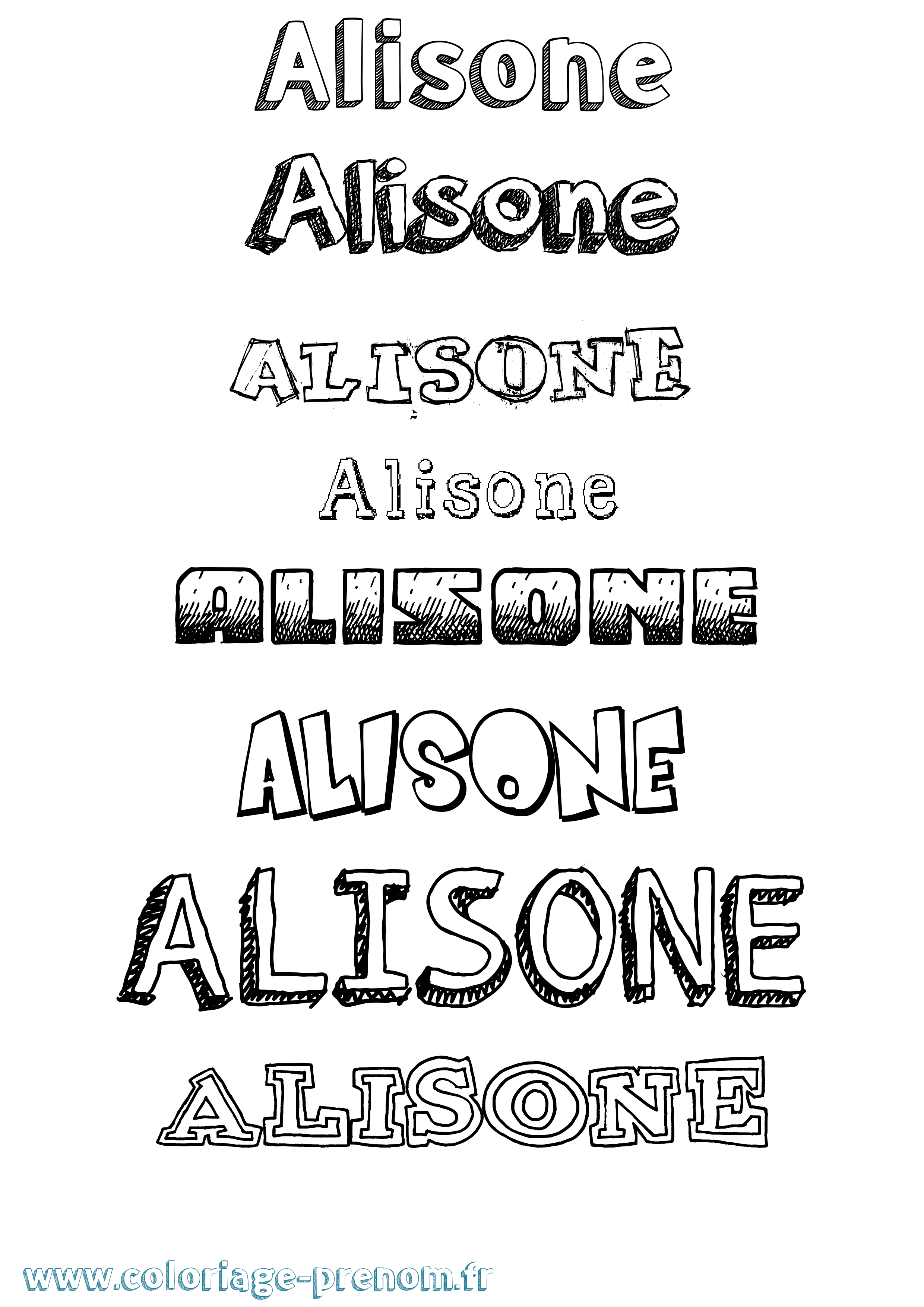 Coloriage Alisone Dessiné Coloriage prénom Alisone Dessiné