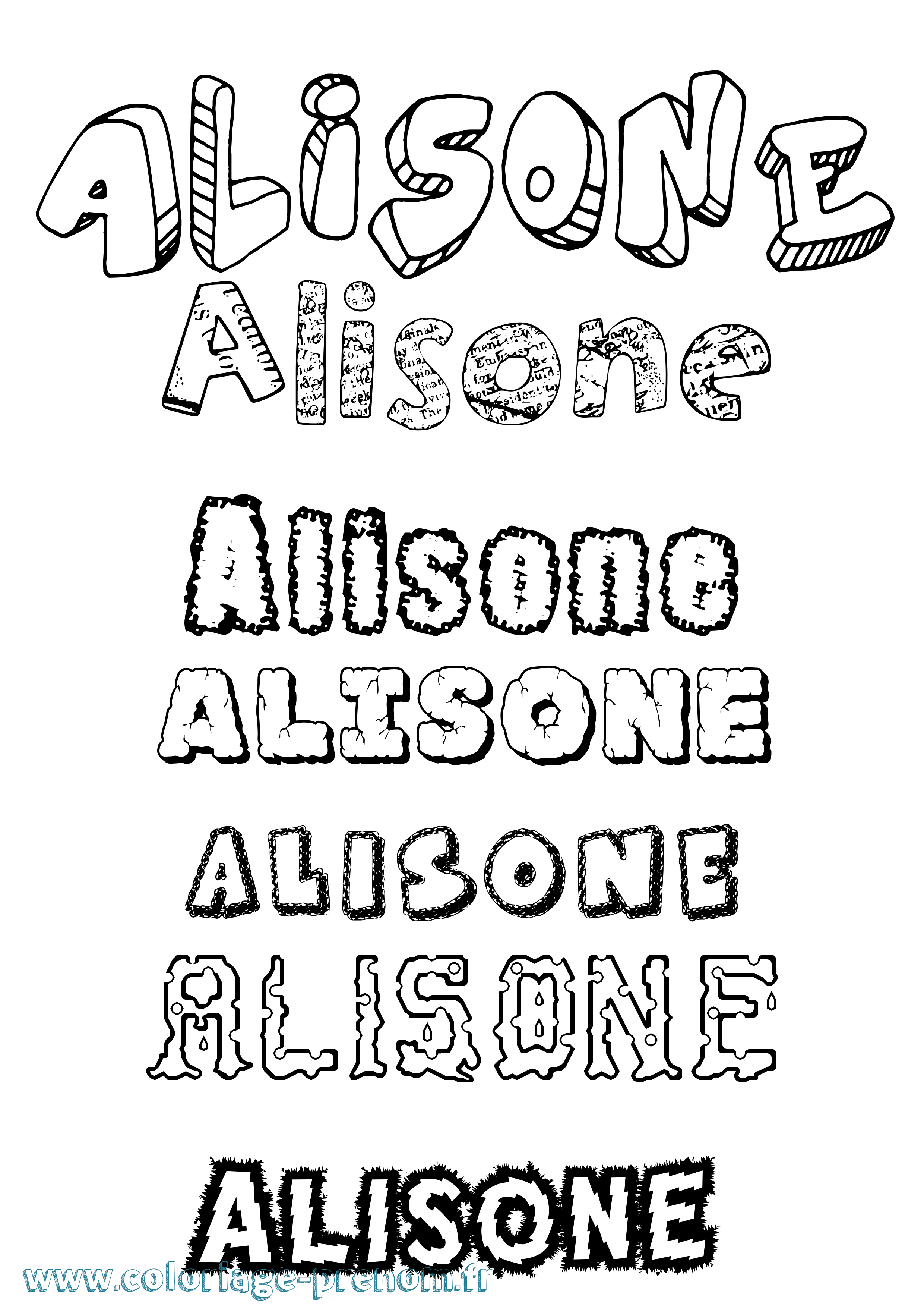 Coloriage Alisone Destructuré Coloriage prénom Alisone Destructuré