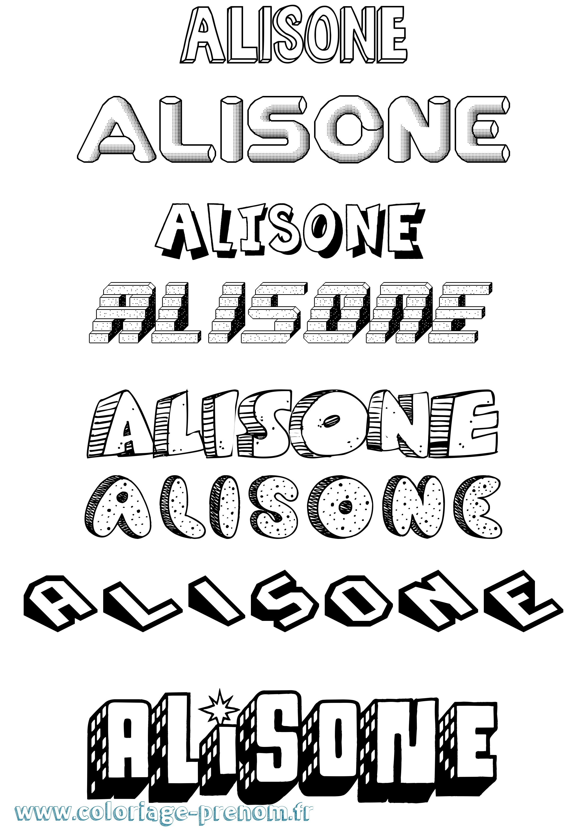 Coloriage Alisone Effet 3D Coloriage prénom Alisone Effet 3D