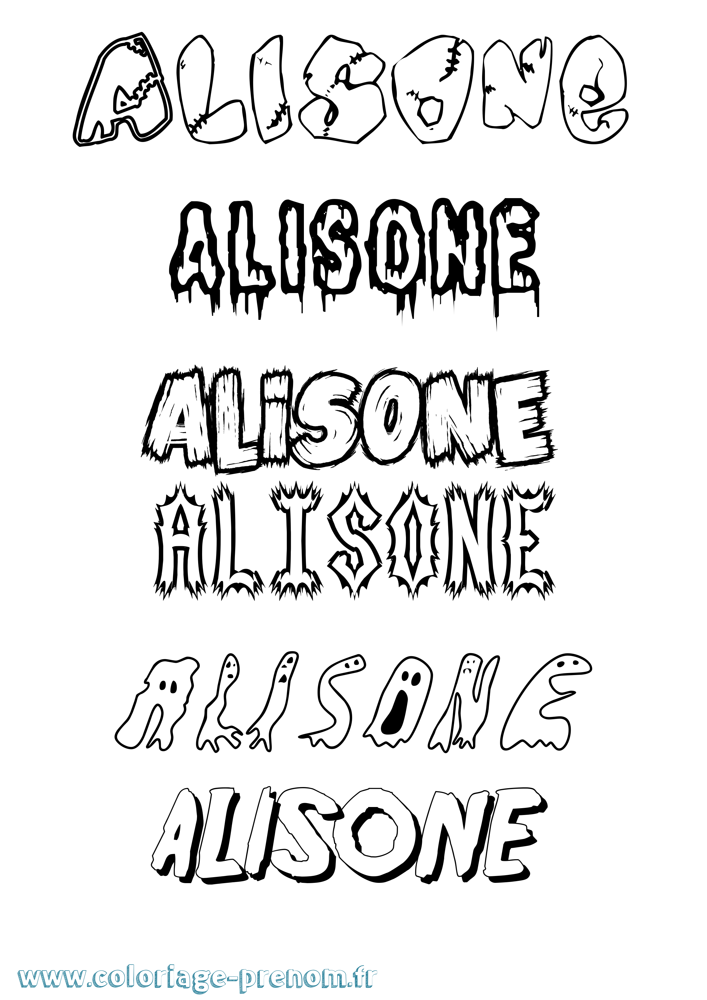Coloriage Alisone Frisson Coloriage prénom Alisone Frisson