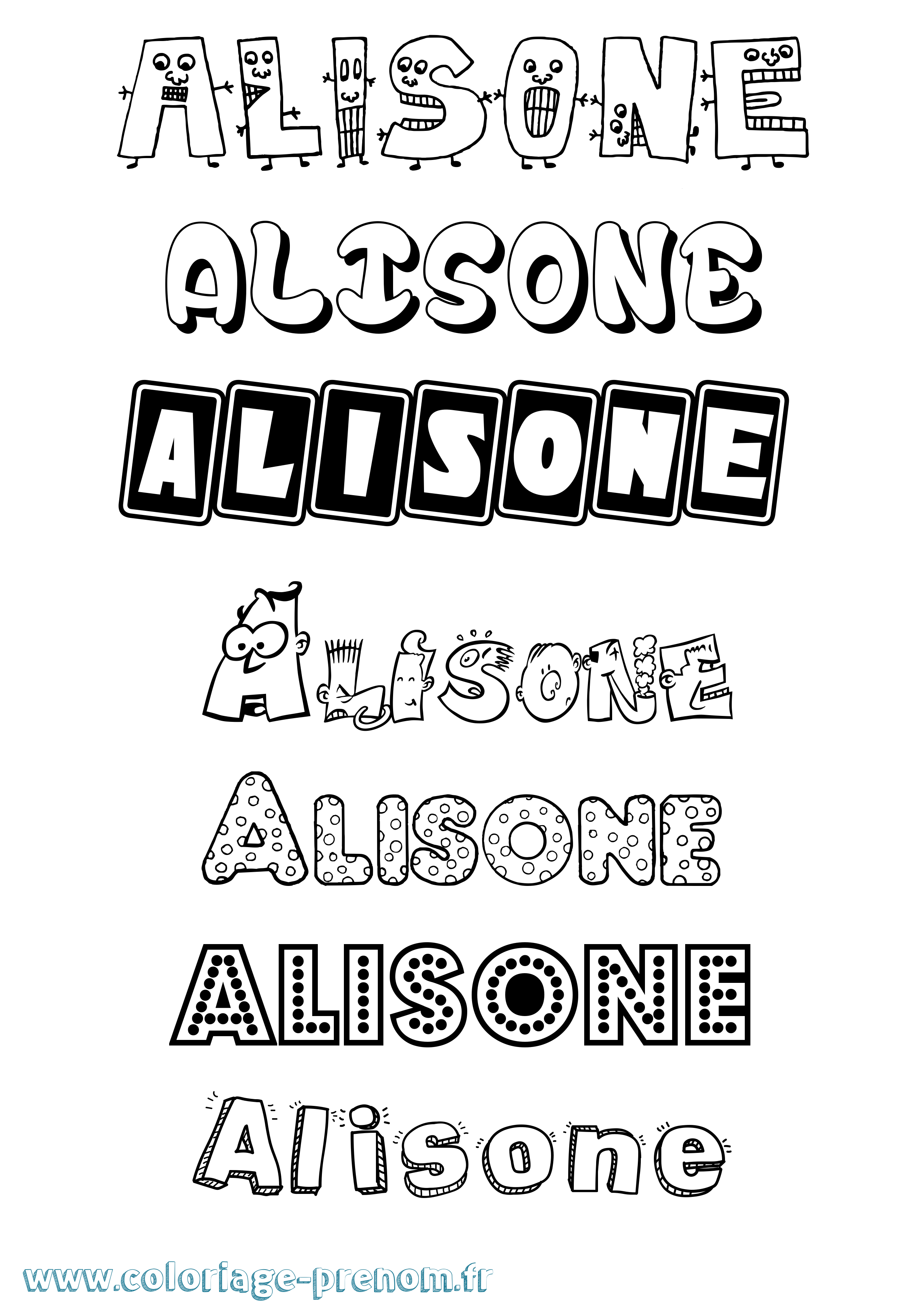 Coloriage Alisone Fun Coloriage prénom Alisone Fun