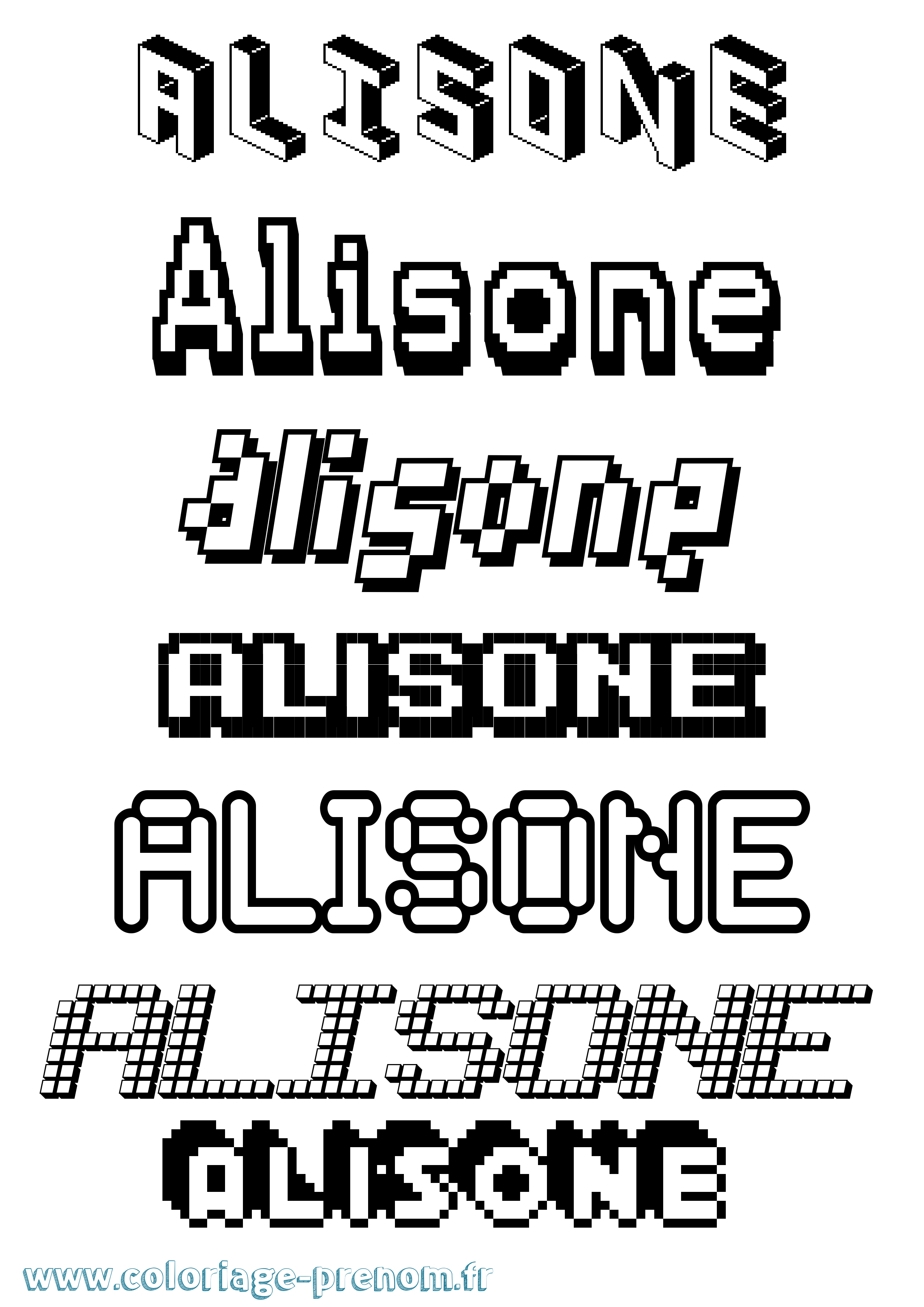 Coloriage Alisone Pixel Coloriage prénom Alisone Pixel