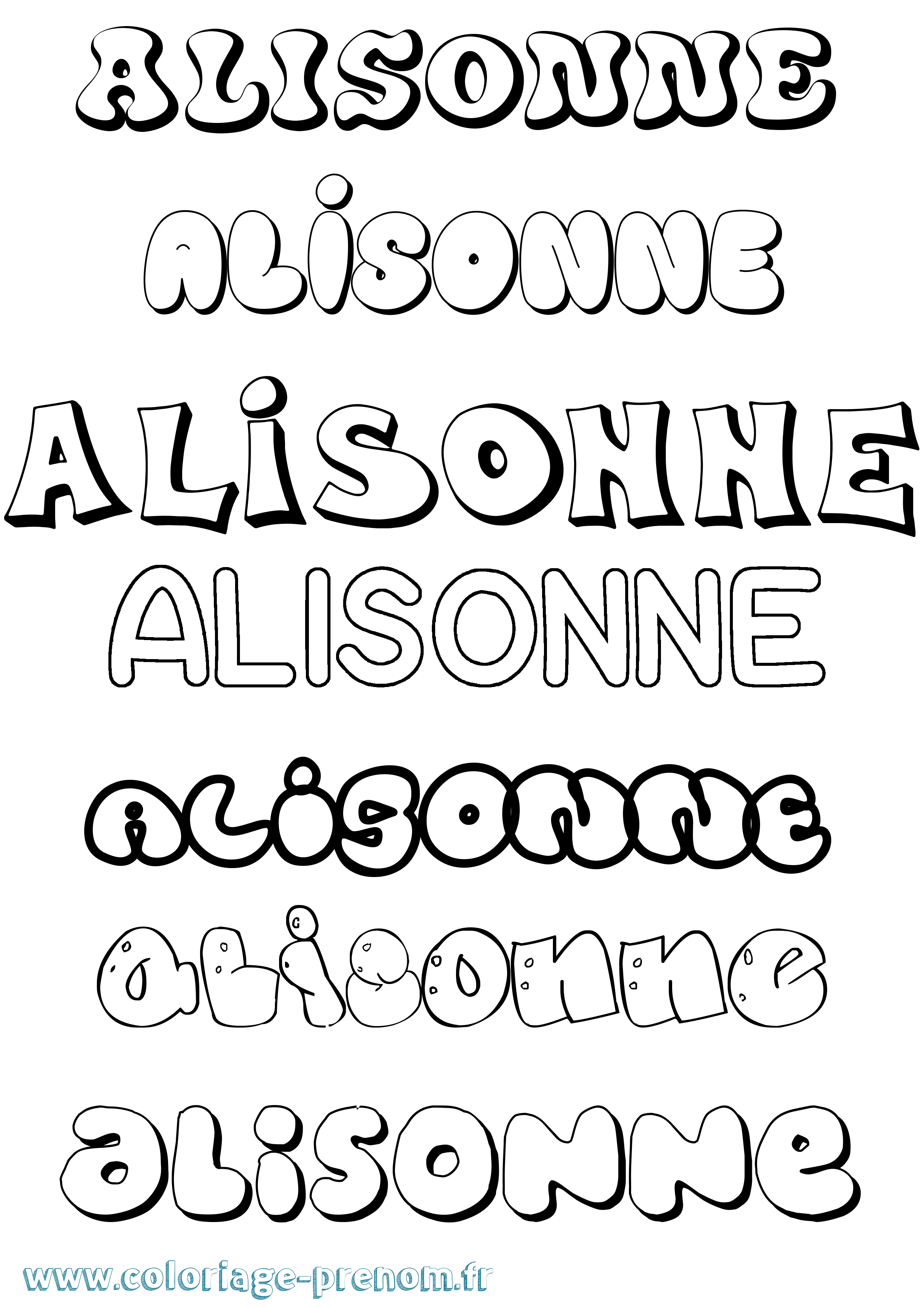 Coloriage Alisonne Bubble Coloriage prénom Alisonne Bubble
