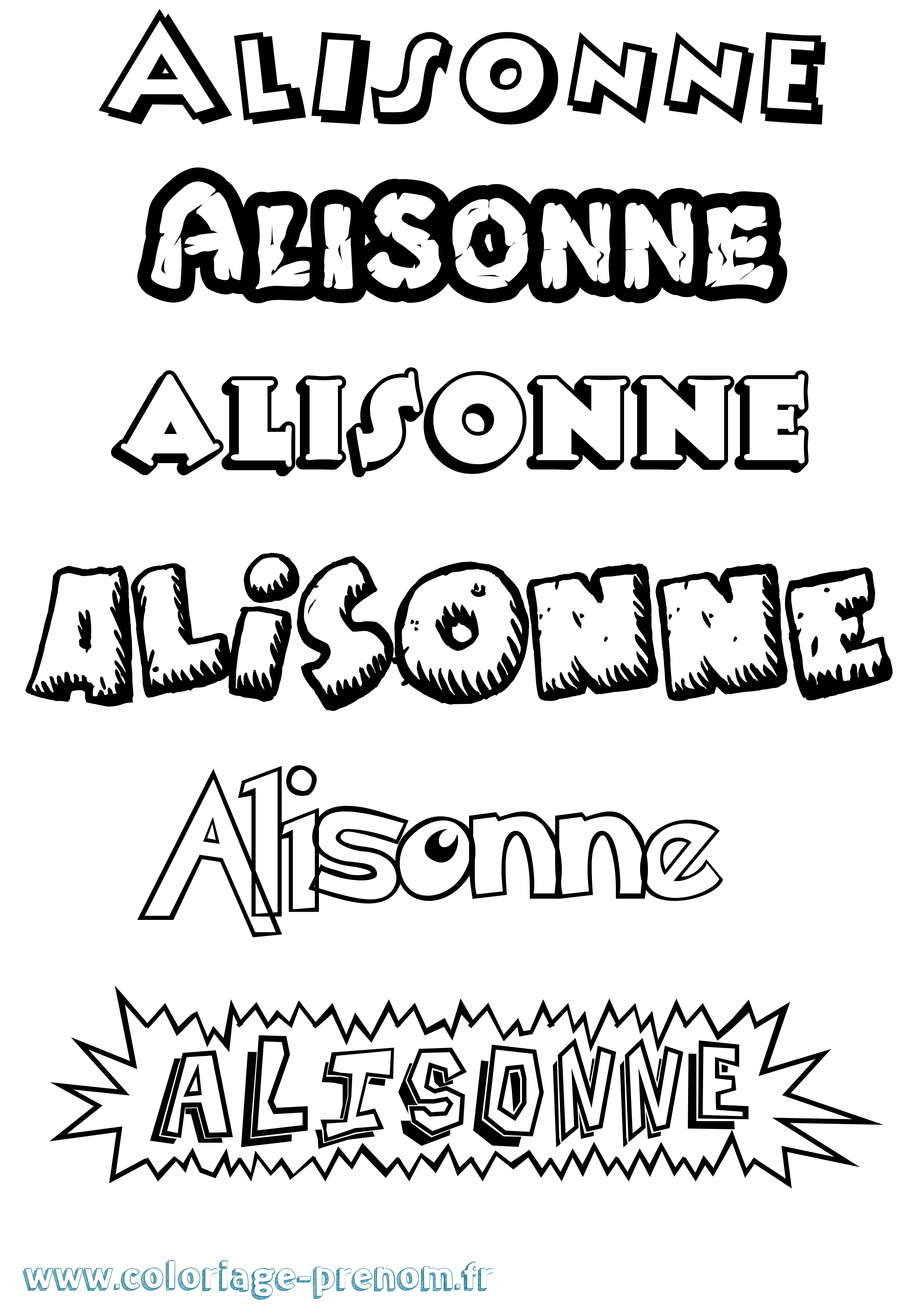Coloriage Alisonne Dessin Animé Coloriage prénom Alisonne Dessin Animé
