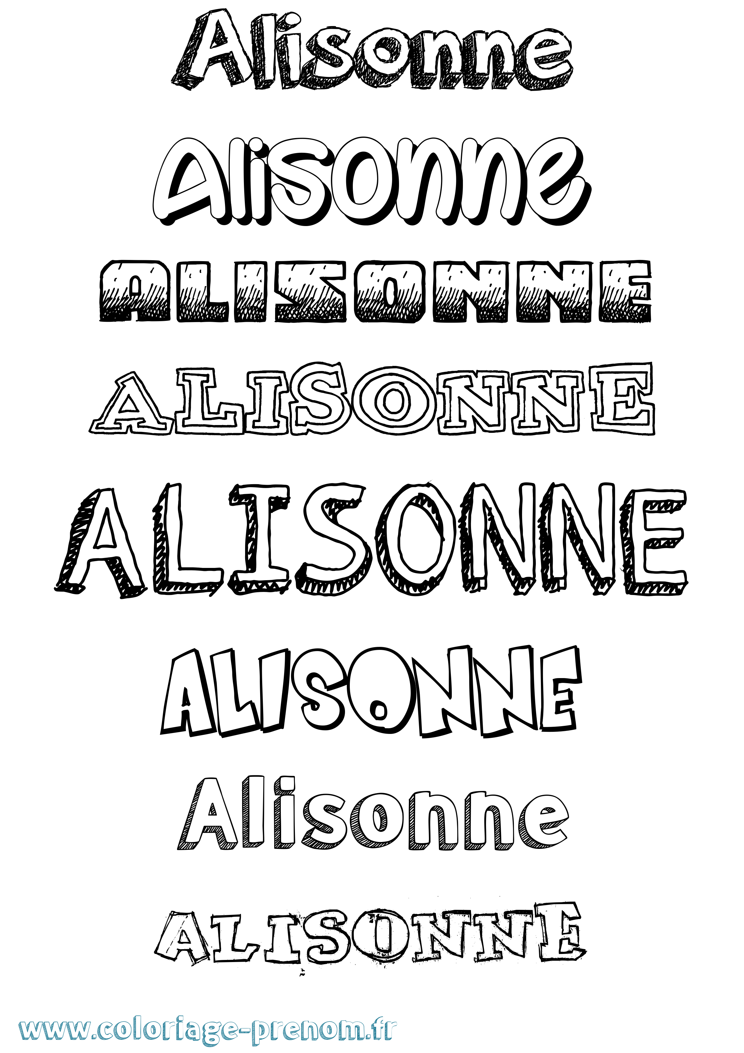 Coloriage Alisonne Dessiné Coloriage prénom Alisonne Dessiné
