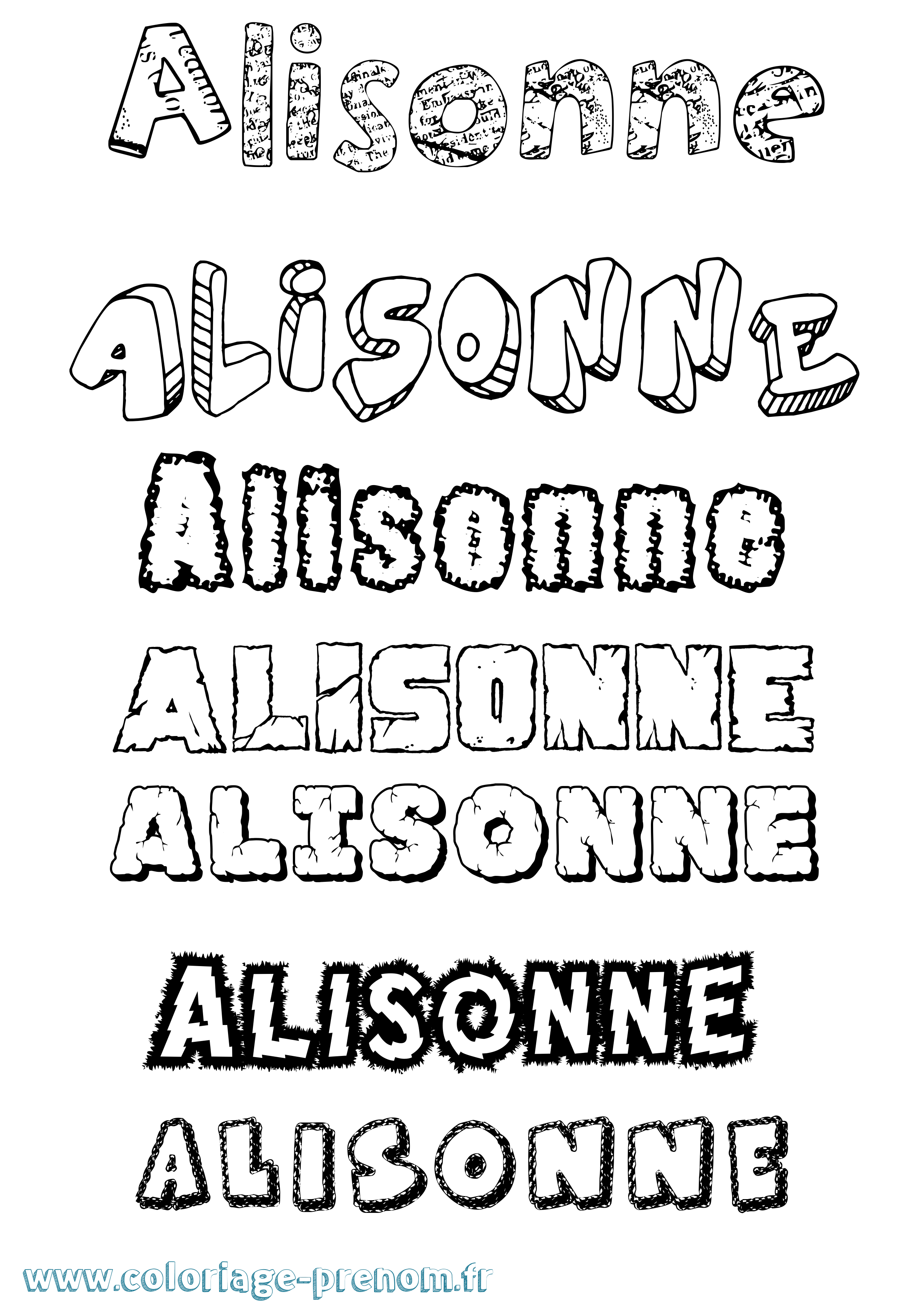 Coloriage Alisonne Destructuré Coloriage prénom Alisonne Destructuré