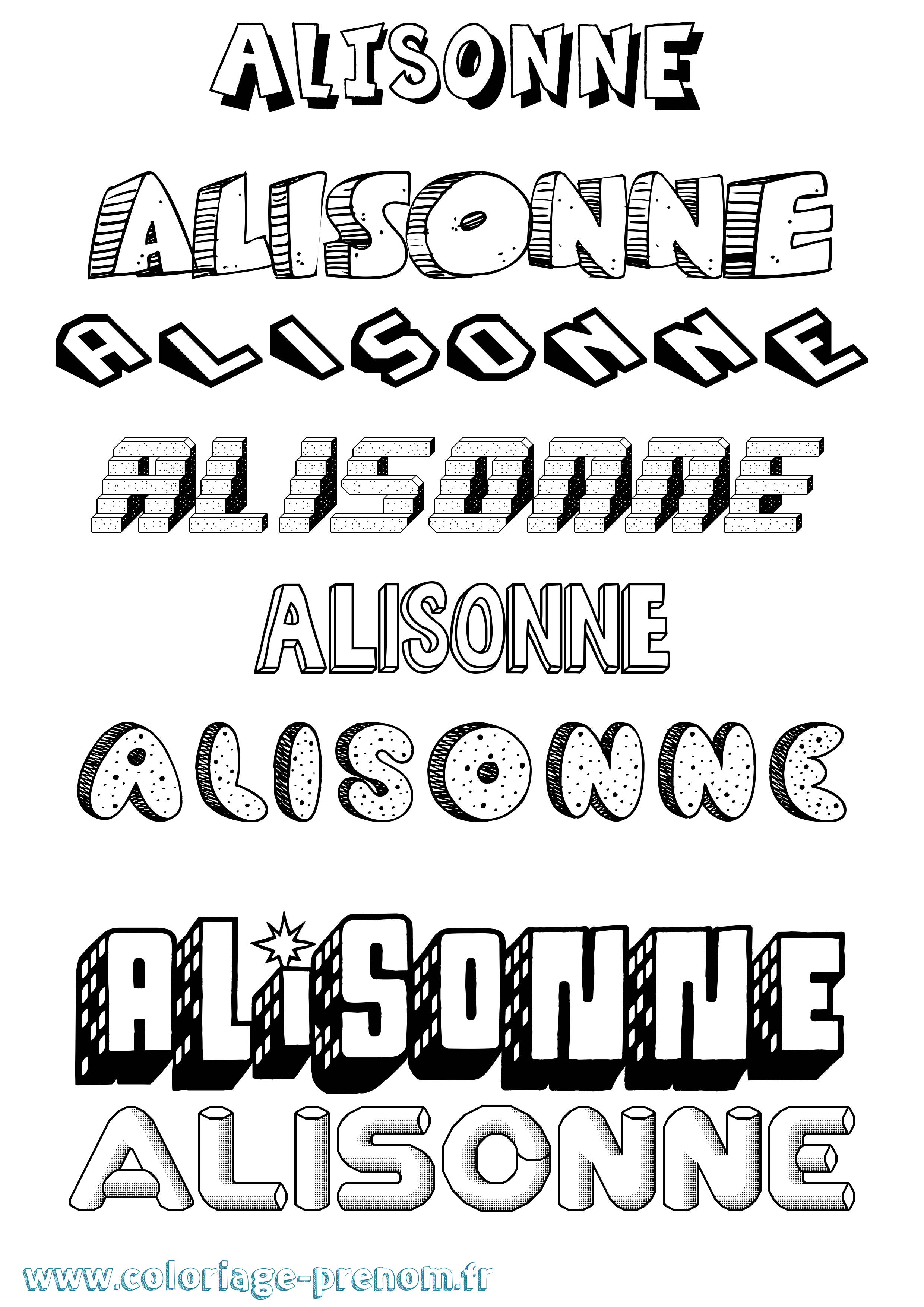 Coloriage Alisonne Effet 3D Coloriage prénom Alisonne Effet 3D
