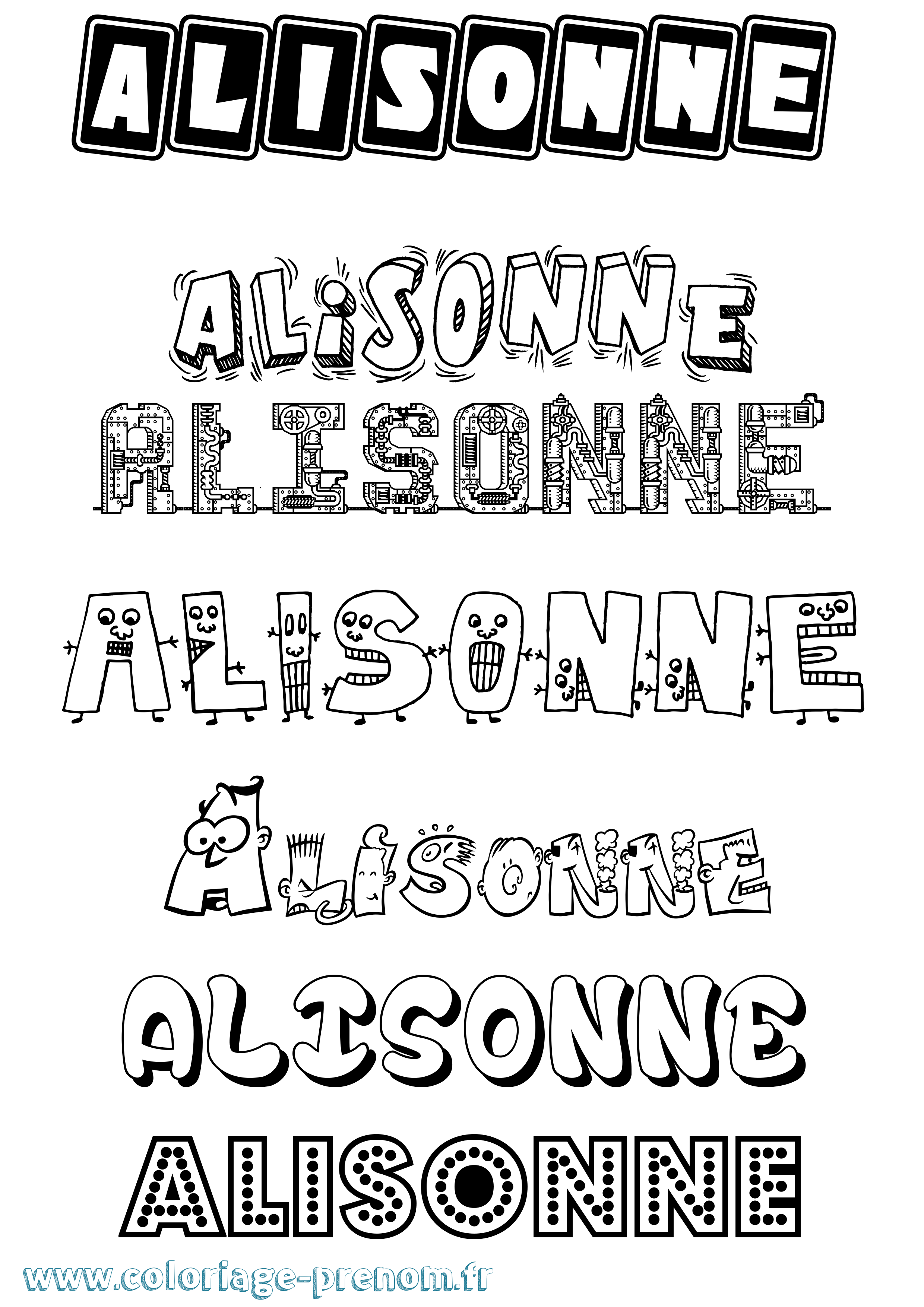 Coloriage Alisonne Fun Coloriage prénom Alisonne Fun