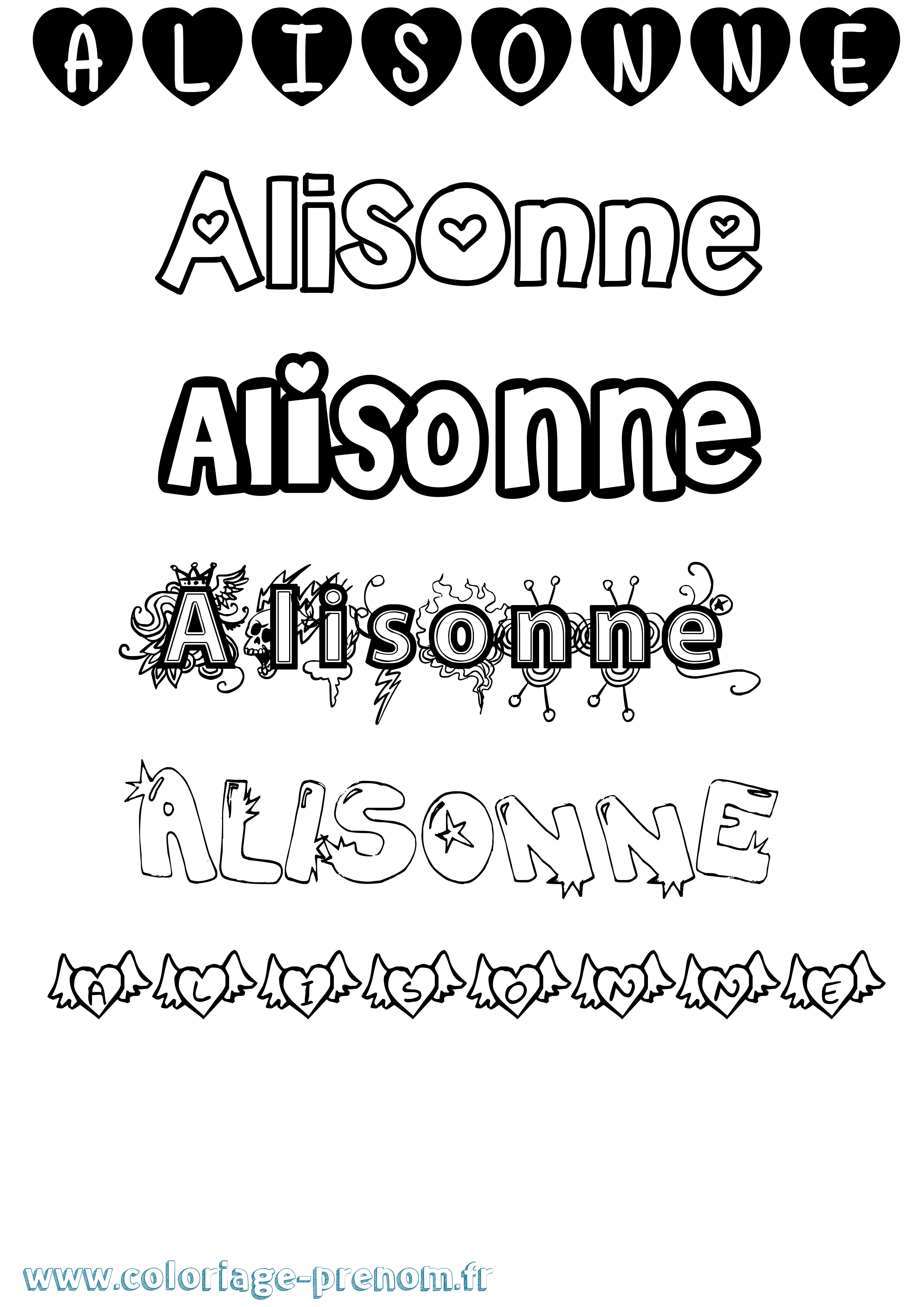 Coloriage Alisonne Girly Coloriage prénom Alisonne Girly