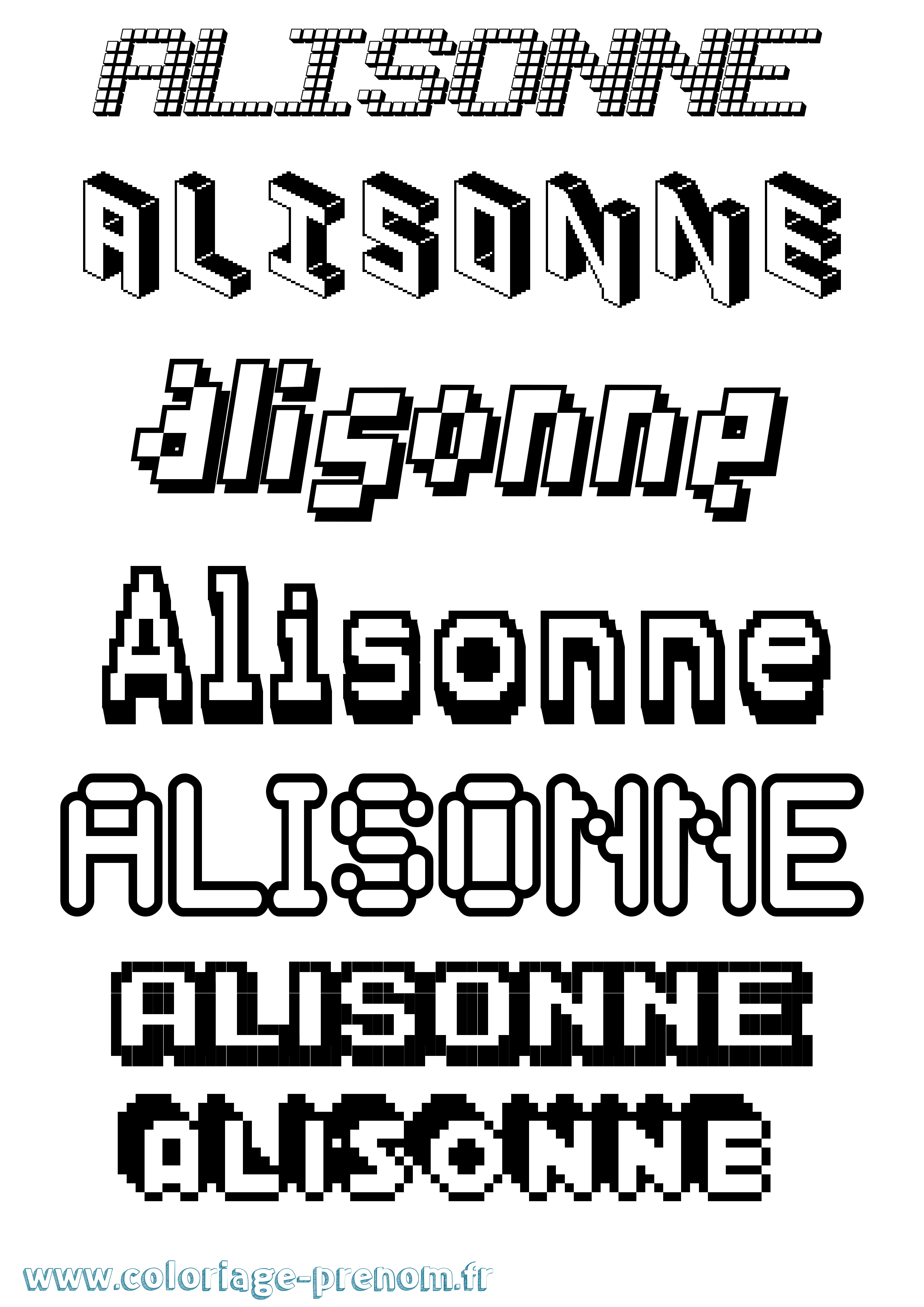 Coloriage Alisonne Pixel Coloriage prénom Alisonne Pixel