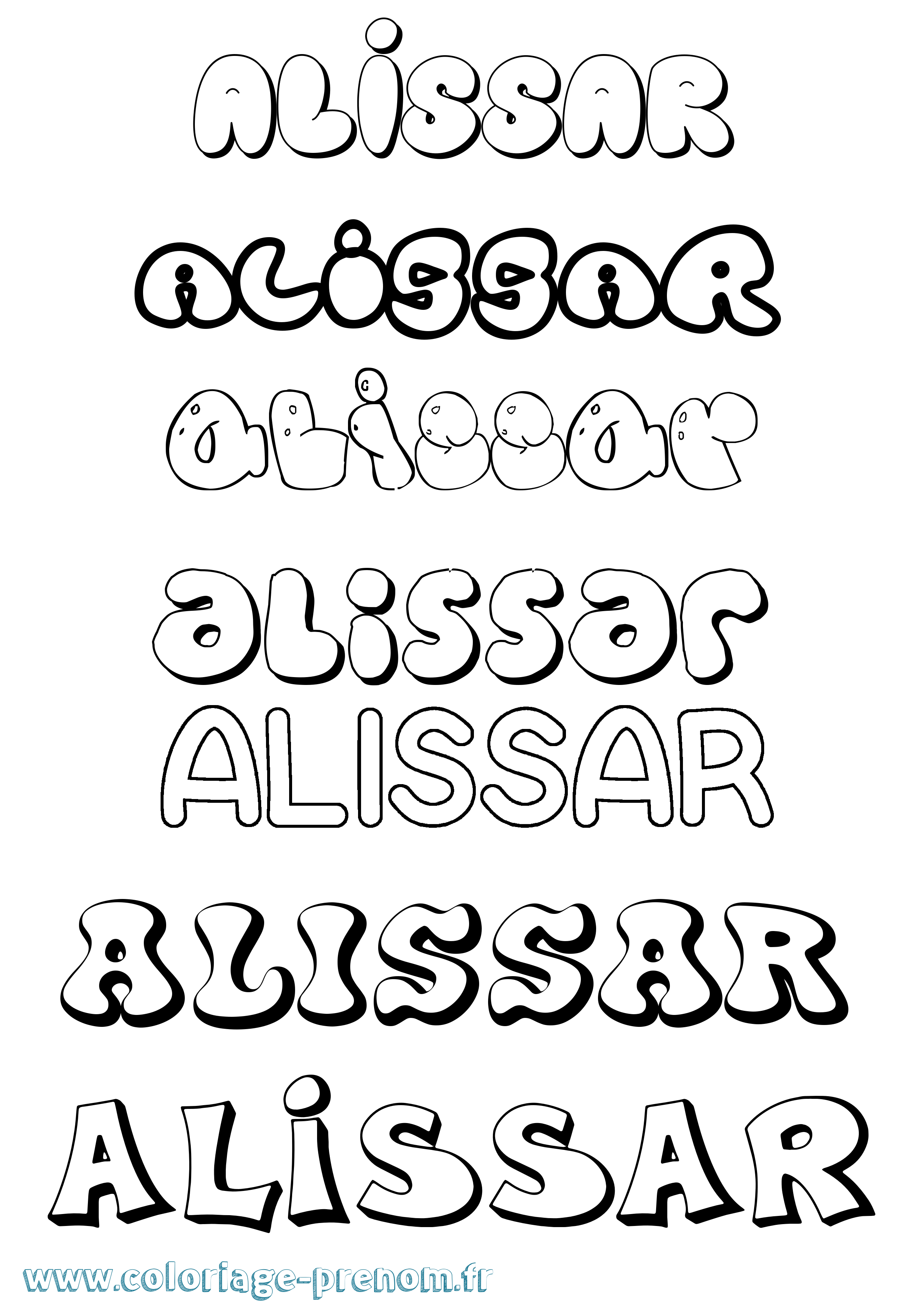 Coloriage Alissar Bubble Coloriage prénom Alissar Bubble