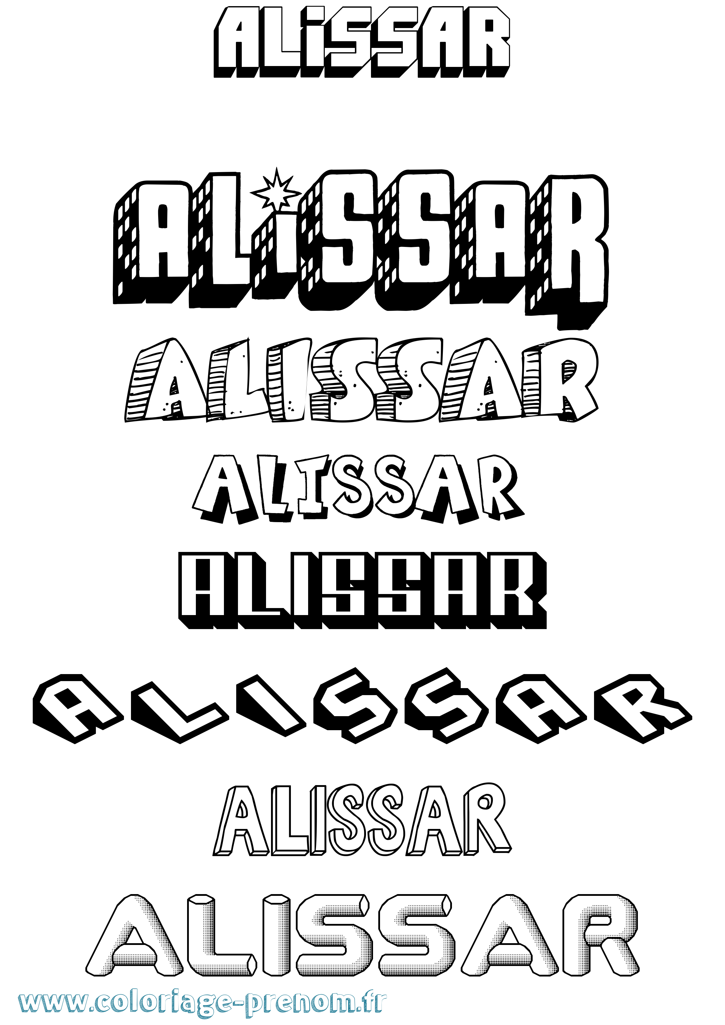 Coloriage Alissar Effet 3D Coloriage prénom Alissar Effet 3D