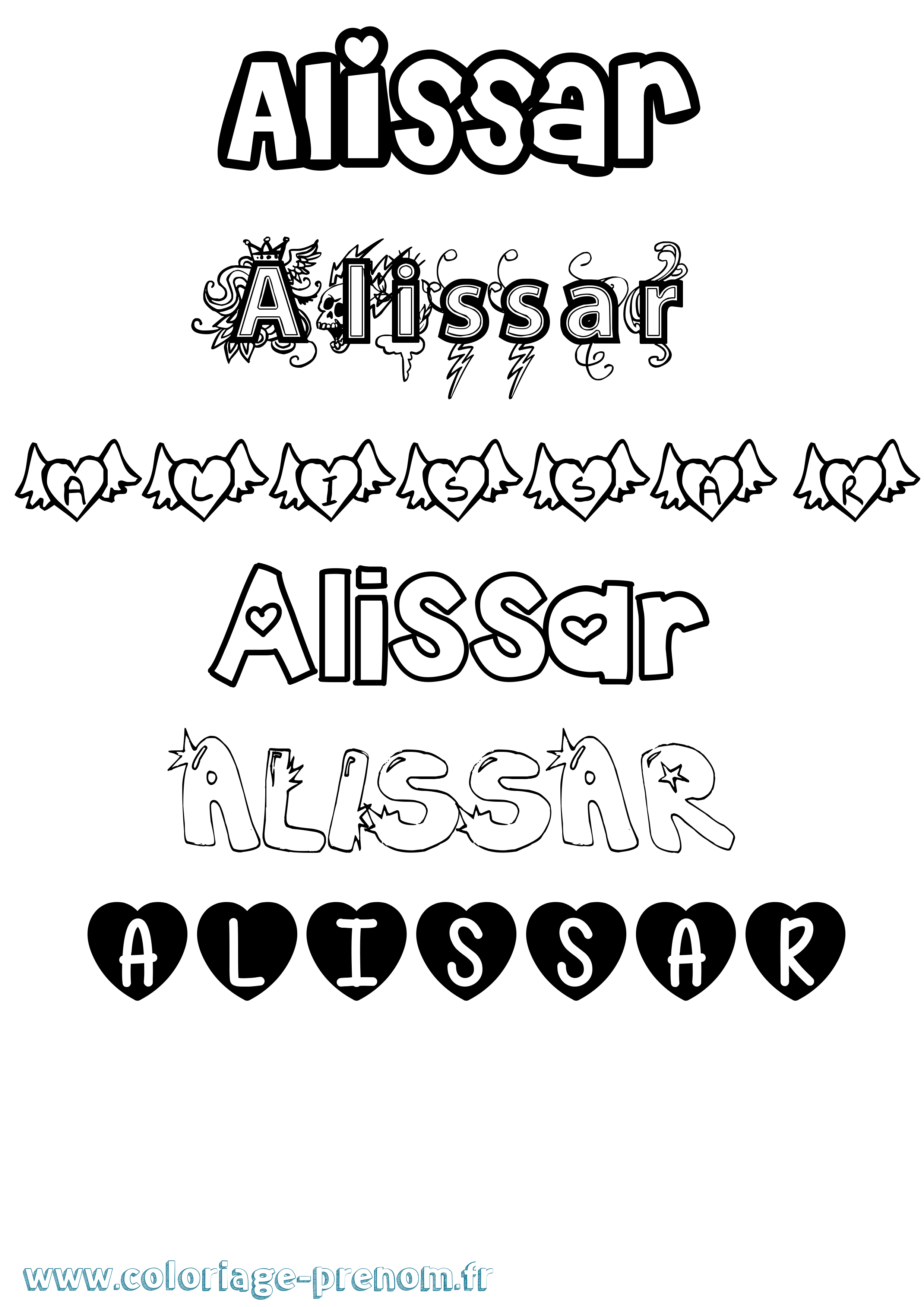 Coloriage Alissar Girly Coloriage prénom Alissar Girly