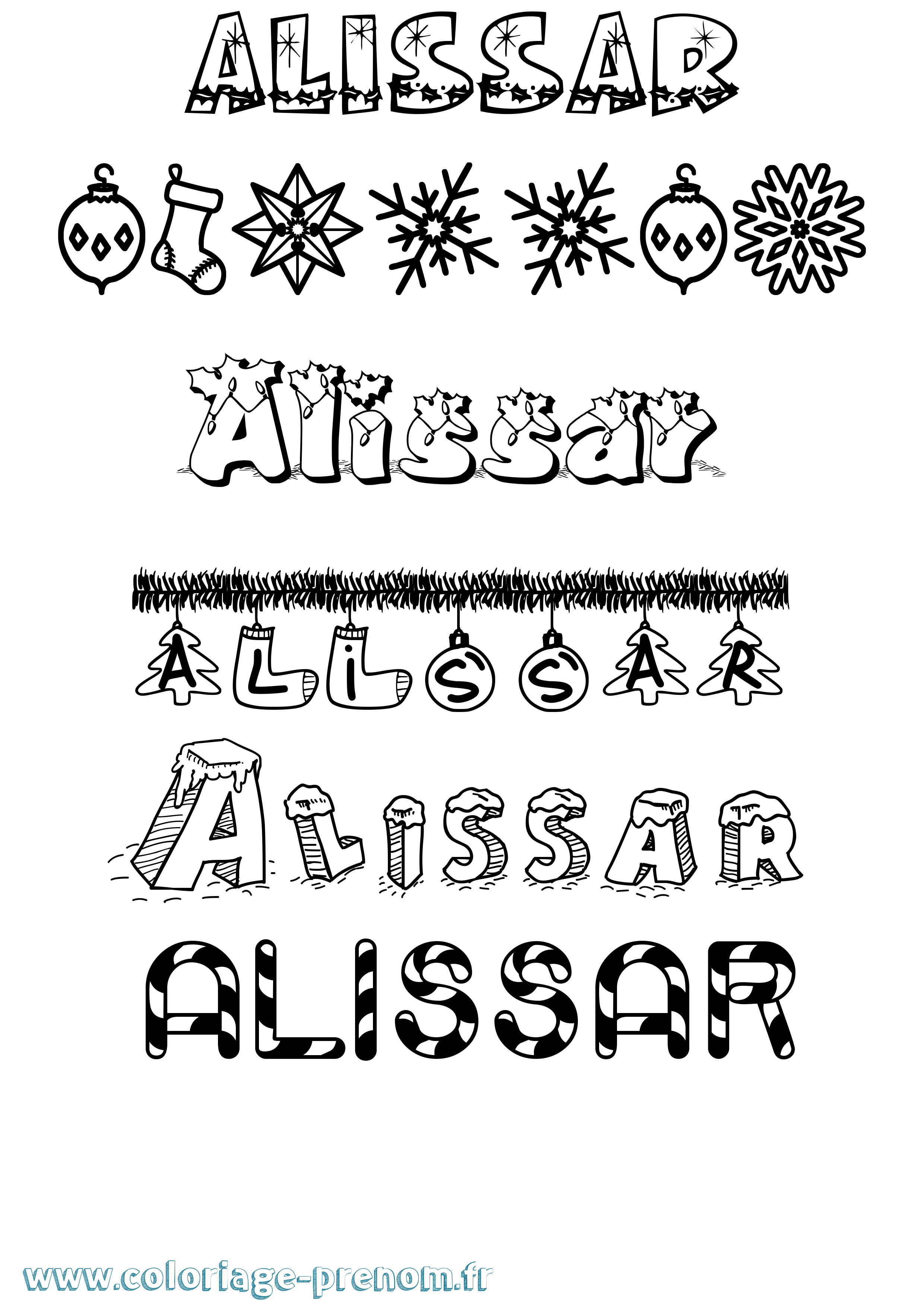 Coloriage Alissar Noël Coloriage prénom Alissar Noël