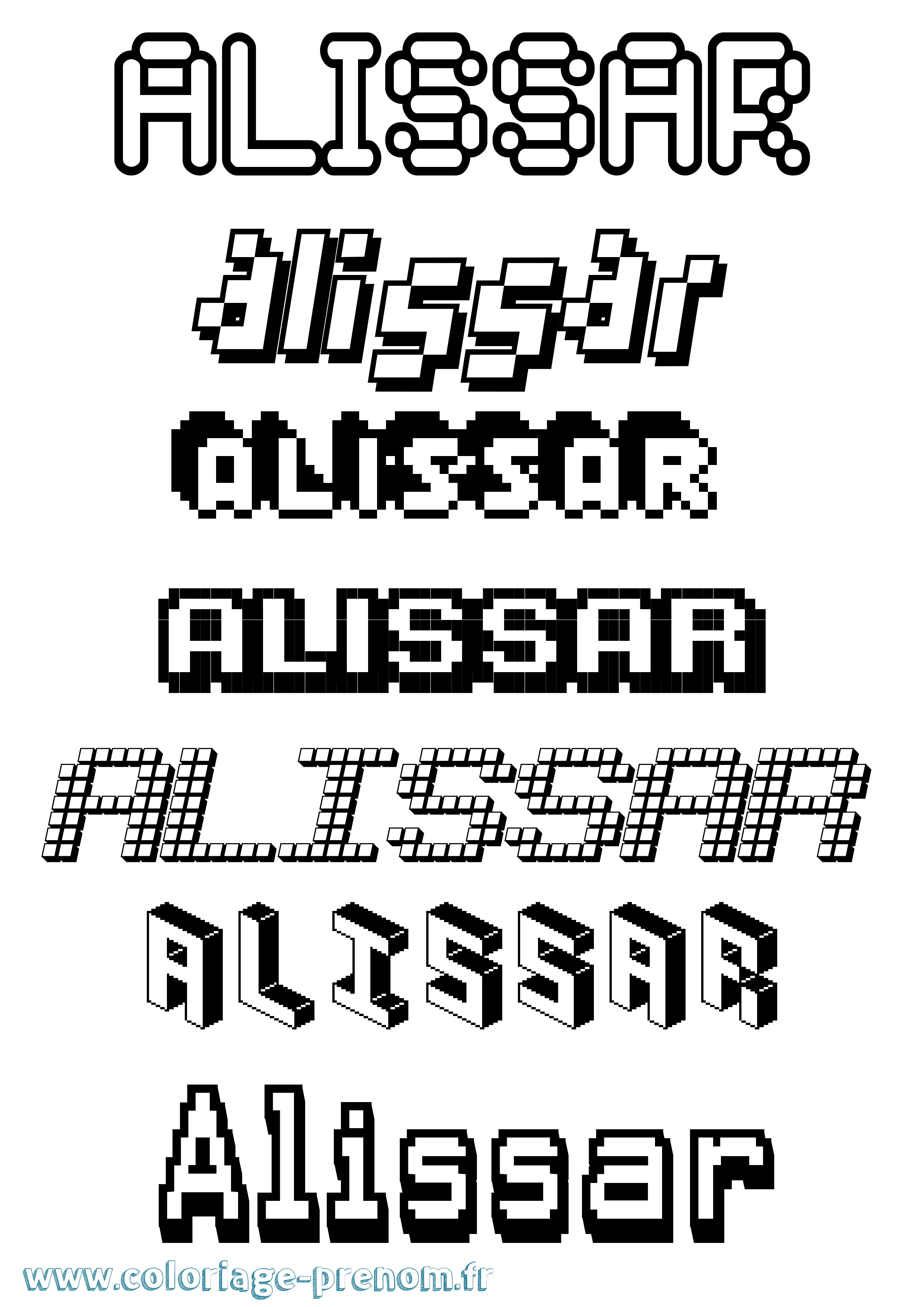 Coloriage Alissar Pixel Coloriage prénom Alissar Pixel
