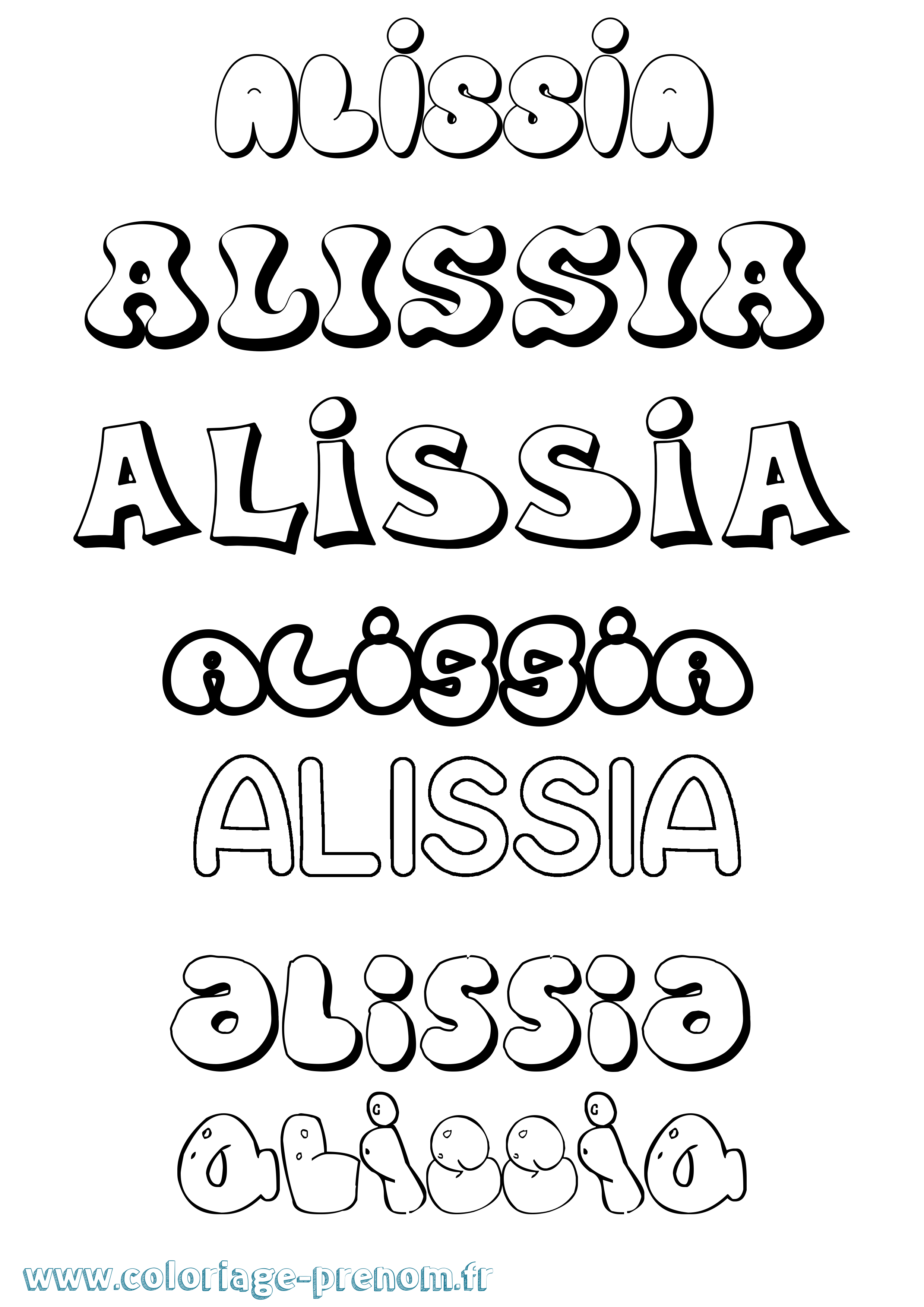 Coloriage Alissia Bubble Coloriage prénom Alissia Bubble
