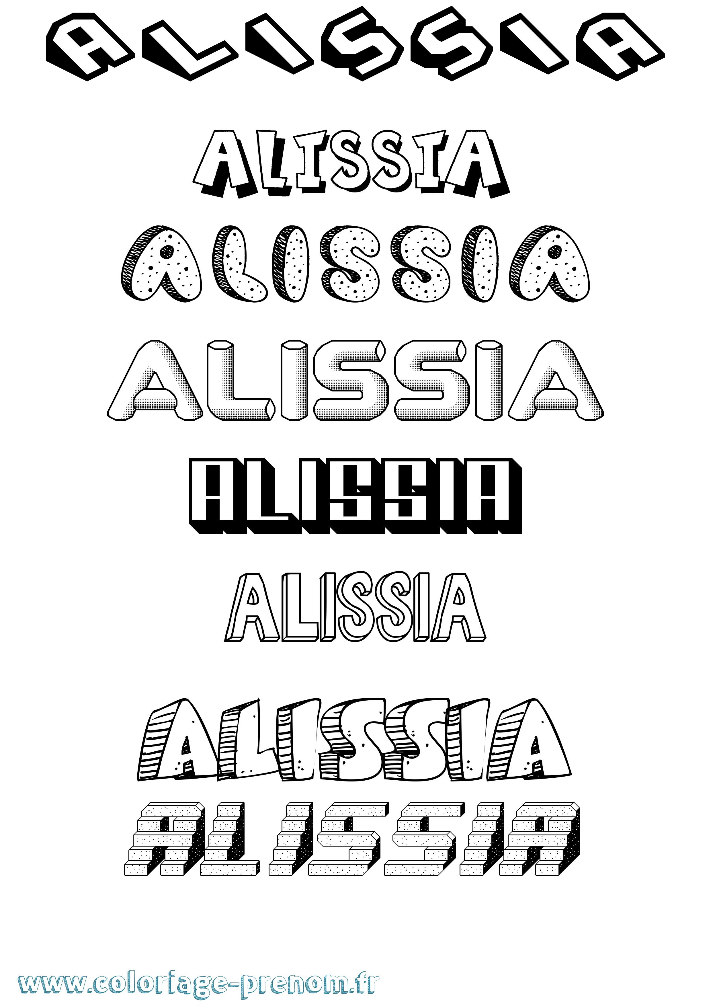 Coloriage Alissia Effet 3D Coloriage prénom Alissia Effet 3D