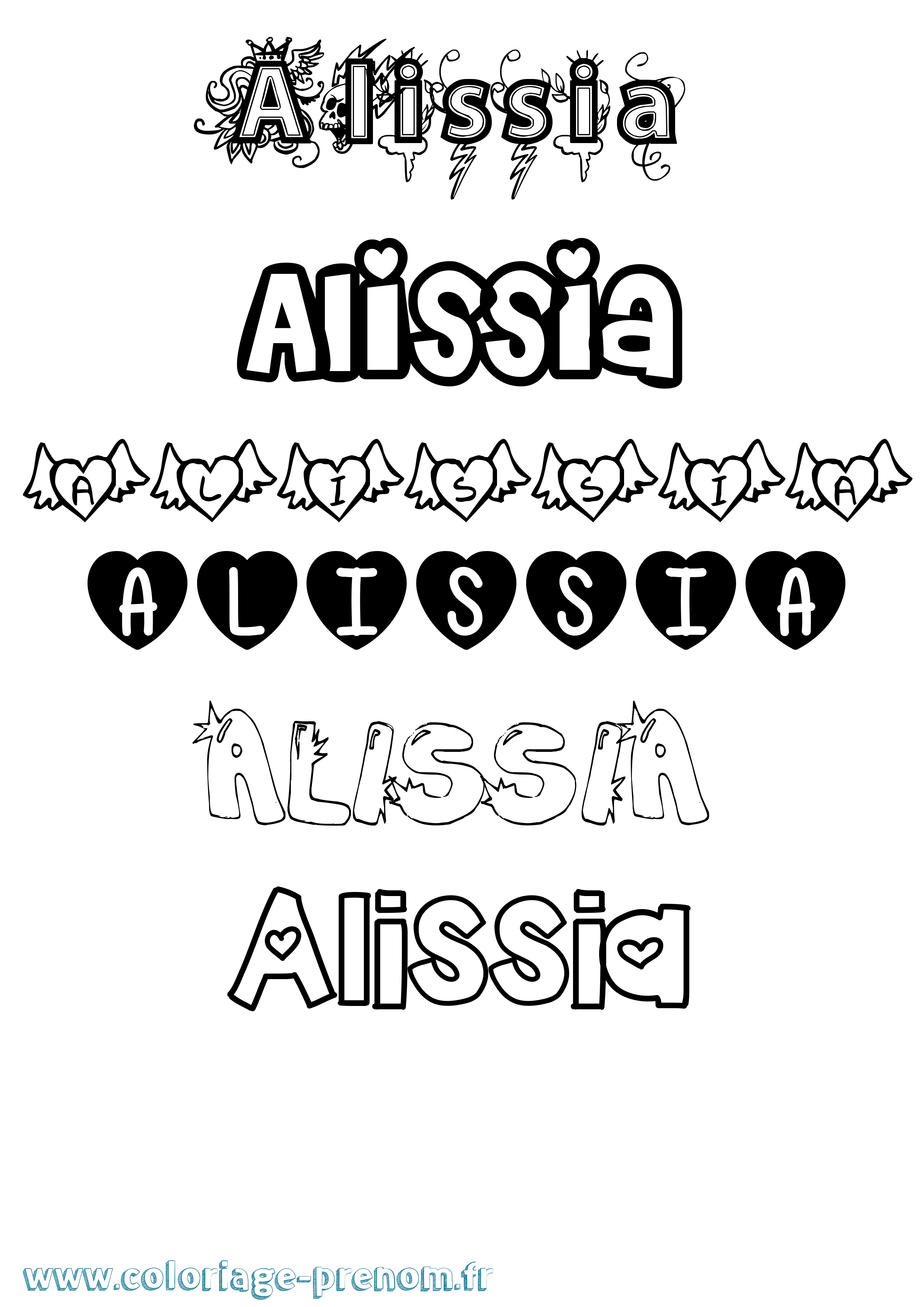 Coloriage Alissia Girly Coloriage prénom Alissia Girly