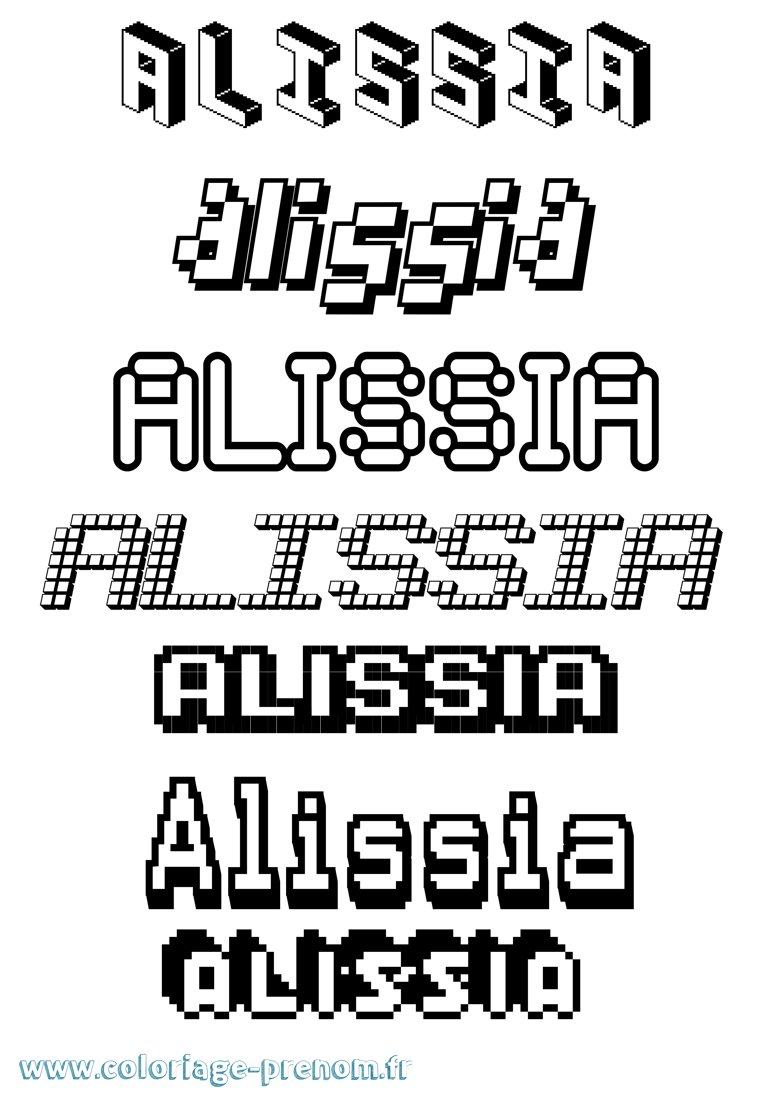 Coloriage Alissia Pixel Coloriage prénom Alissia Pixel