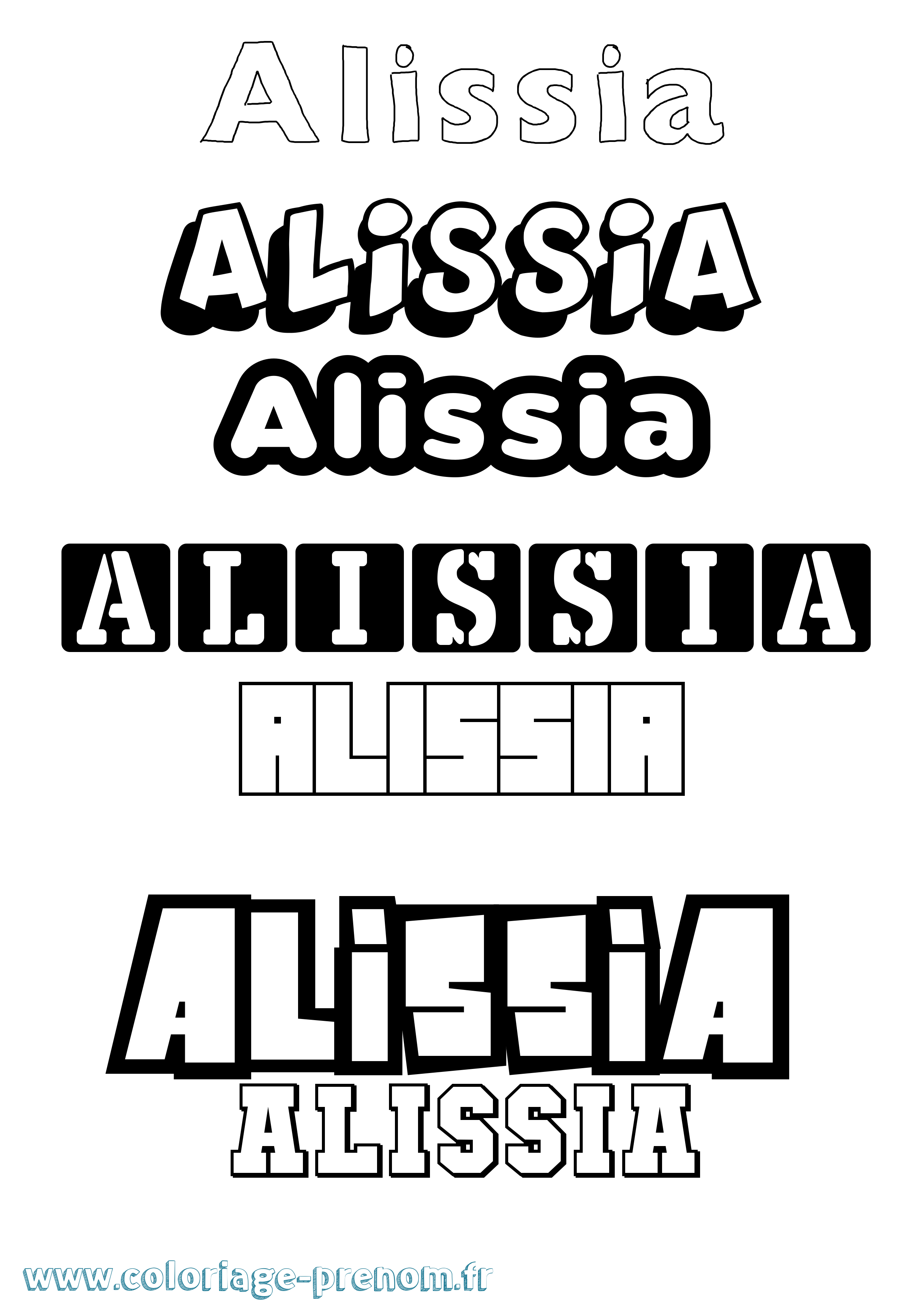 Coloriage Alissia Simple Coloriage prénom Alissia Simple