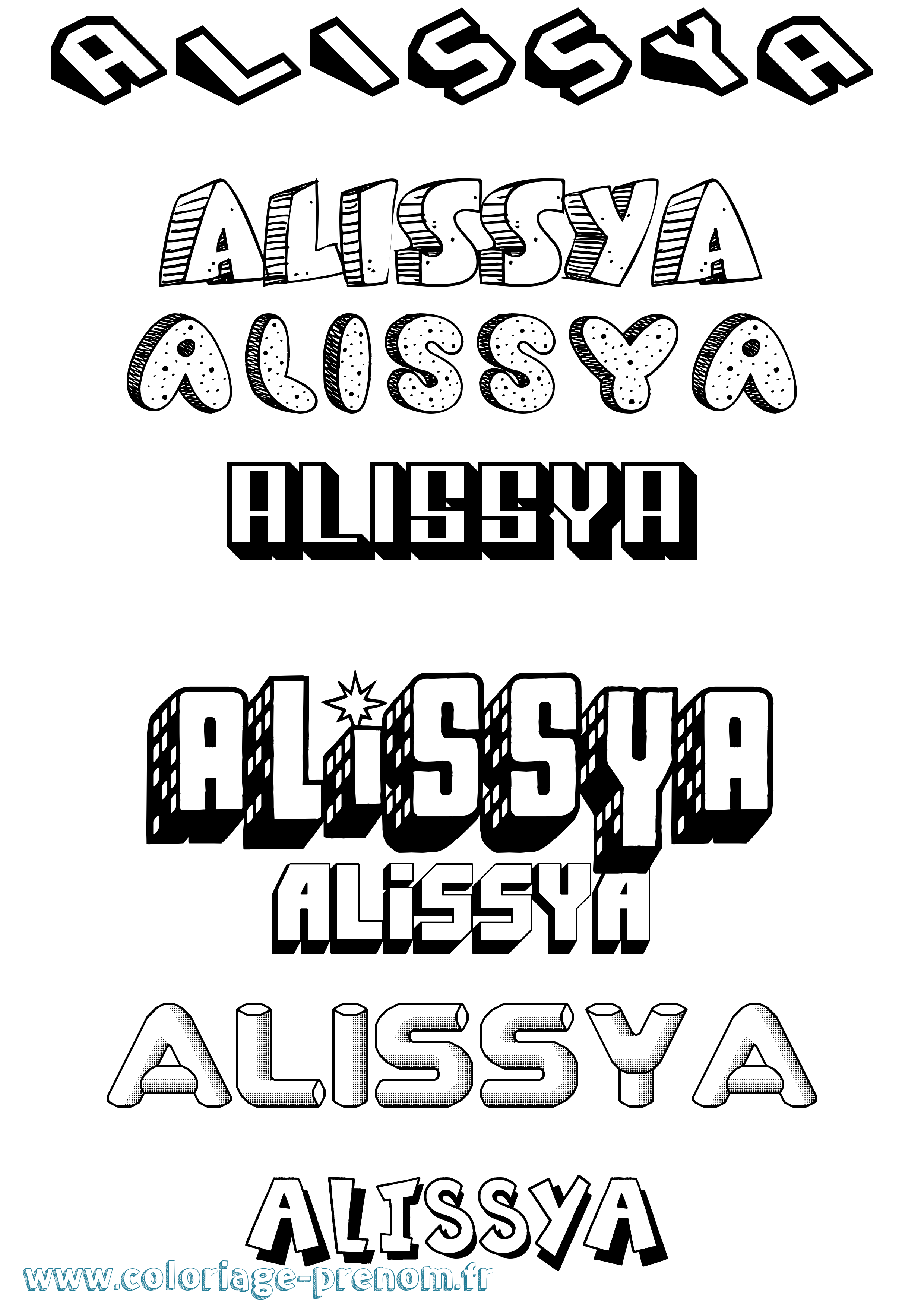 Coloriage Alissya Effet 3D Coloriage prénom Alissya Effet 3D