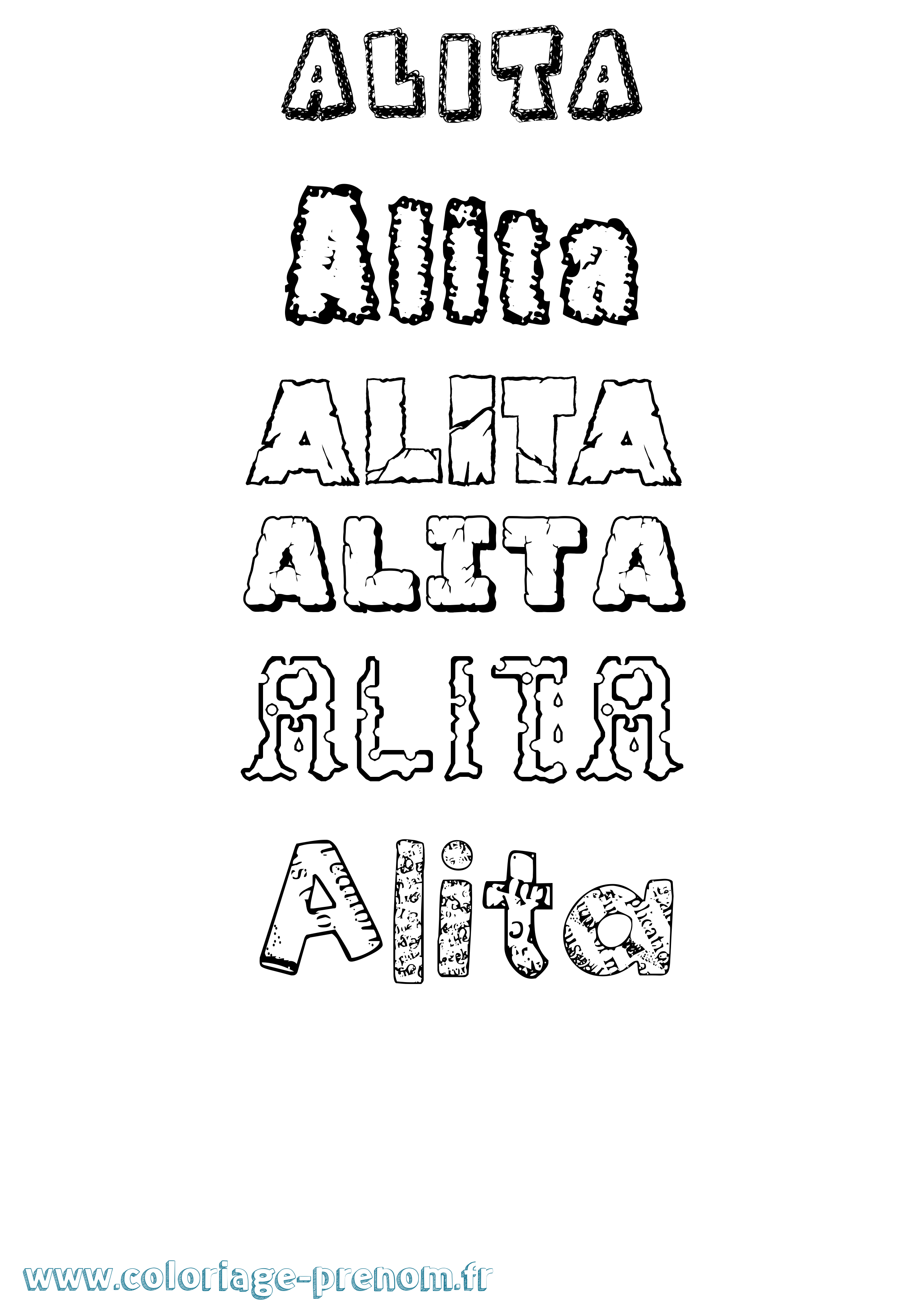 Coloriage Alita Destructuré Coloriage prénom Alita Destructuré