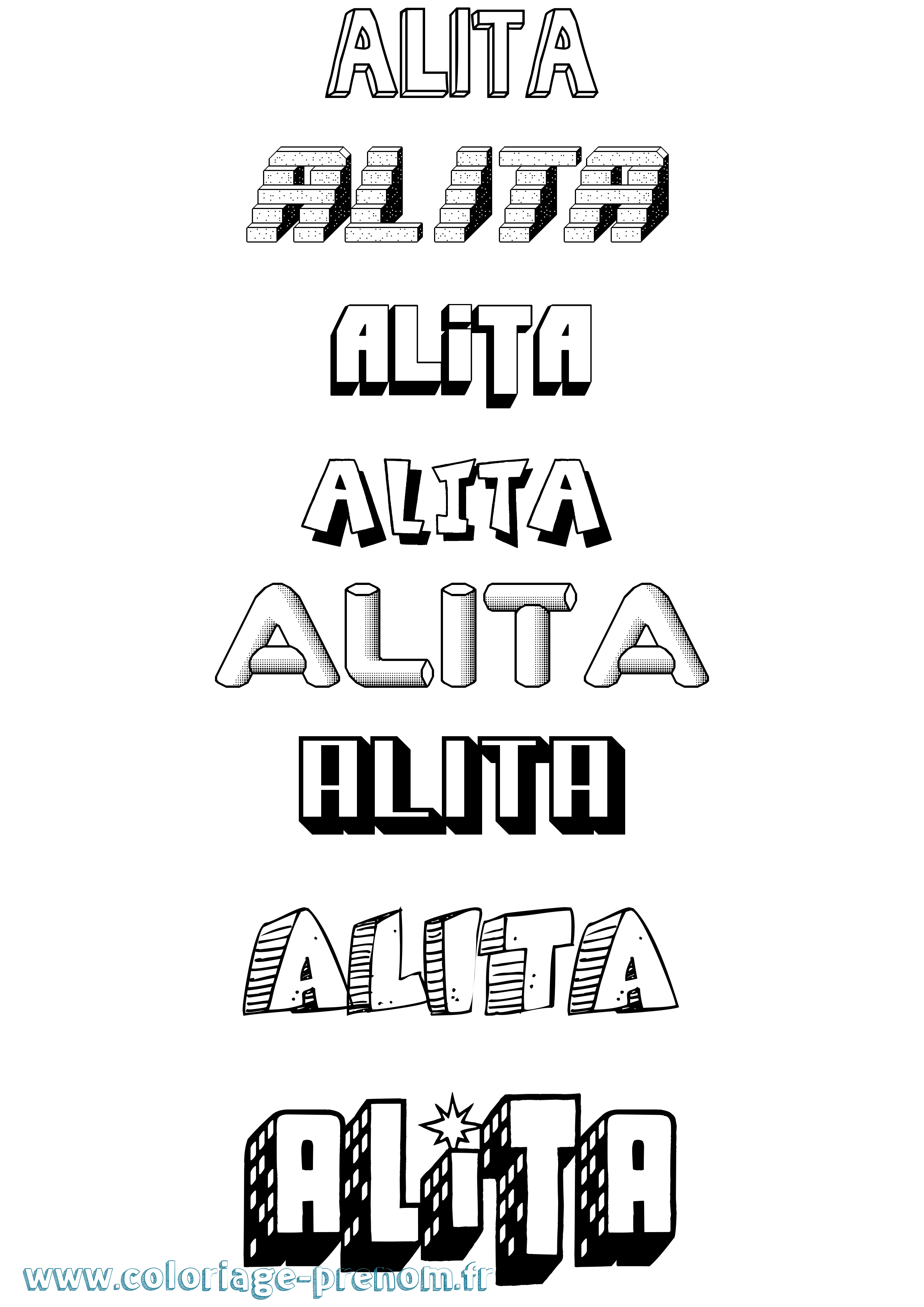 Coloriage Alita Effet 3D Coloriage prénom Alita Effet 3D