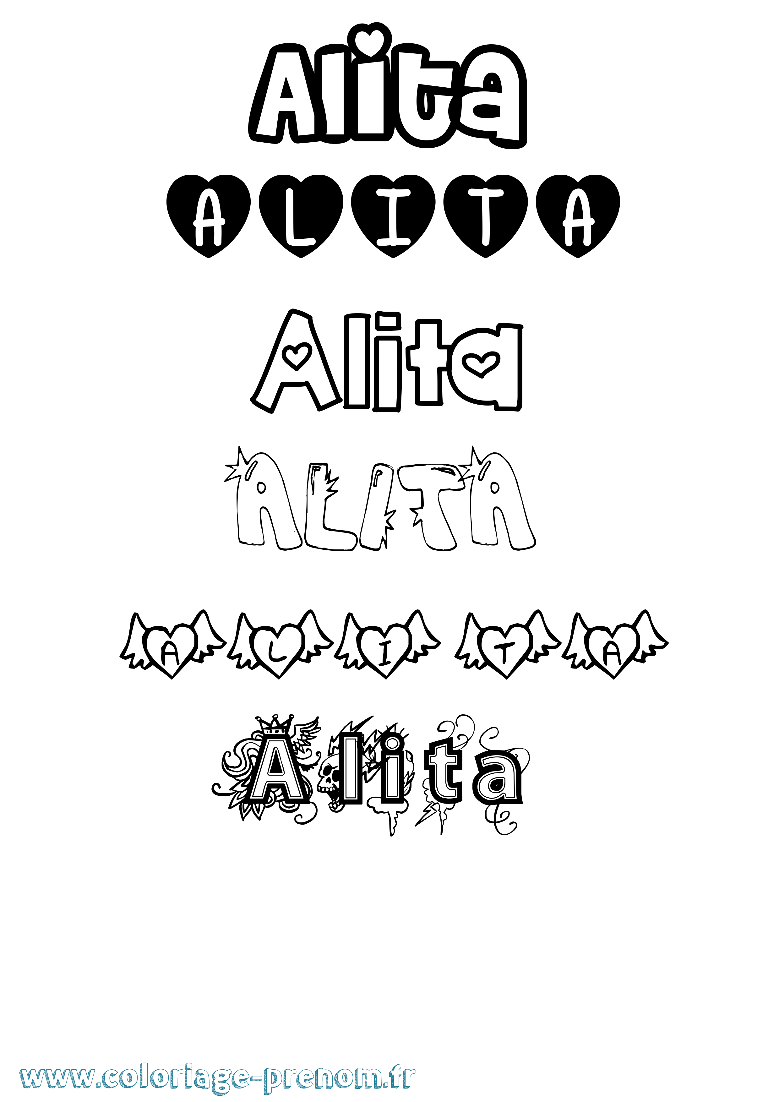 Coloriage Alita Girly Coloriage prénom Alita Girly