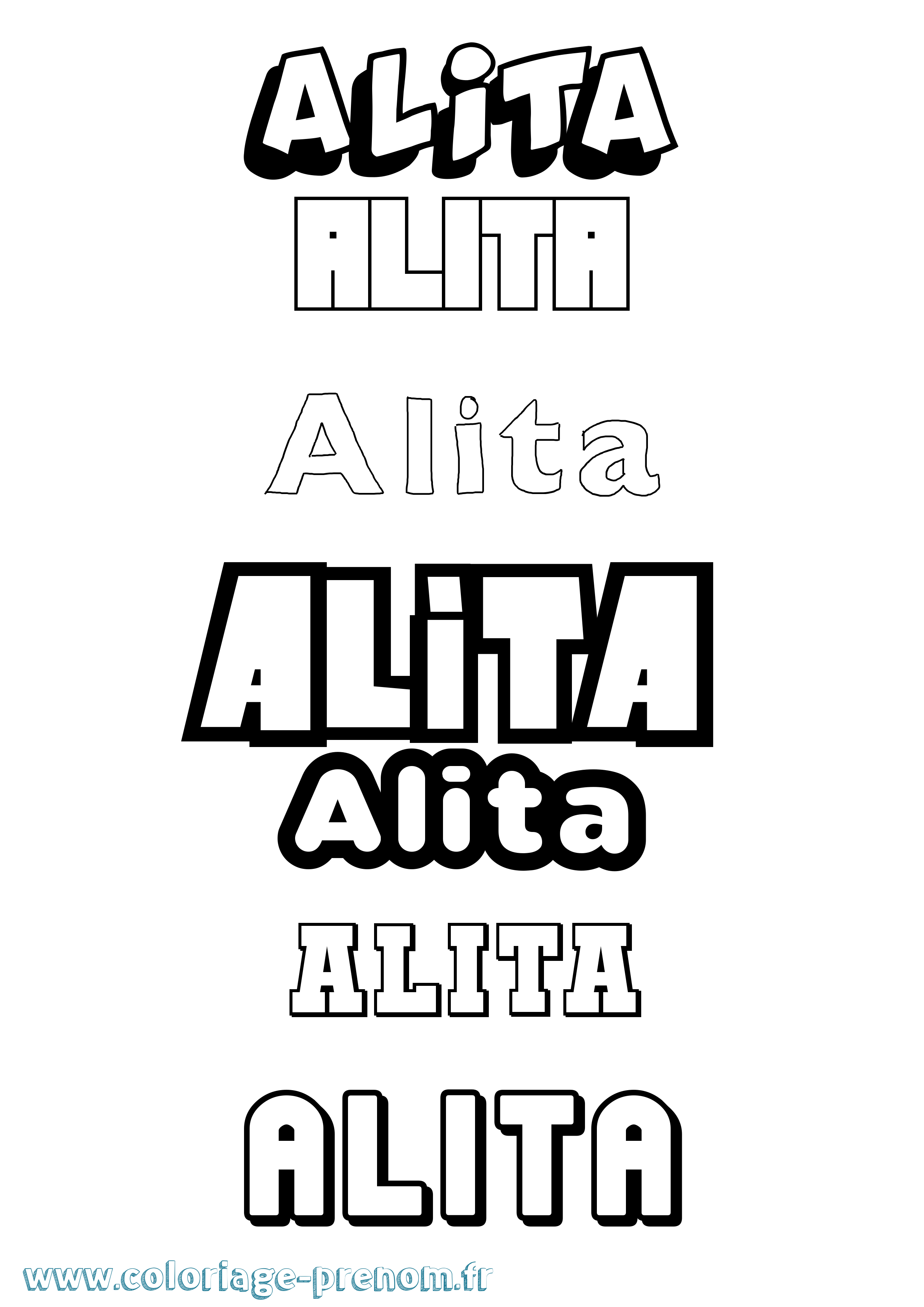Coloriage Alita Simple Coloriage prénom Alita Simple