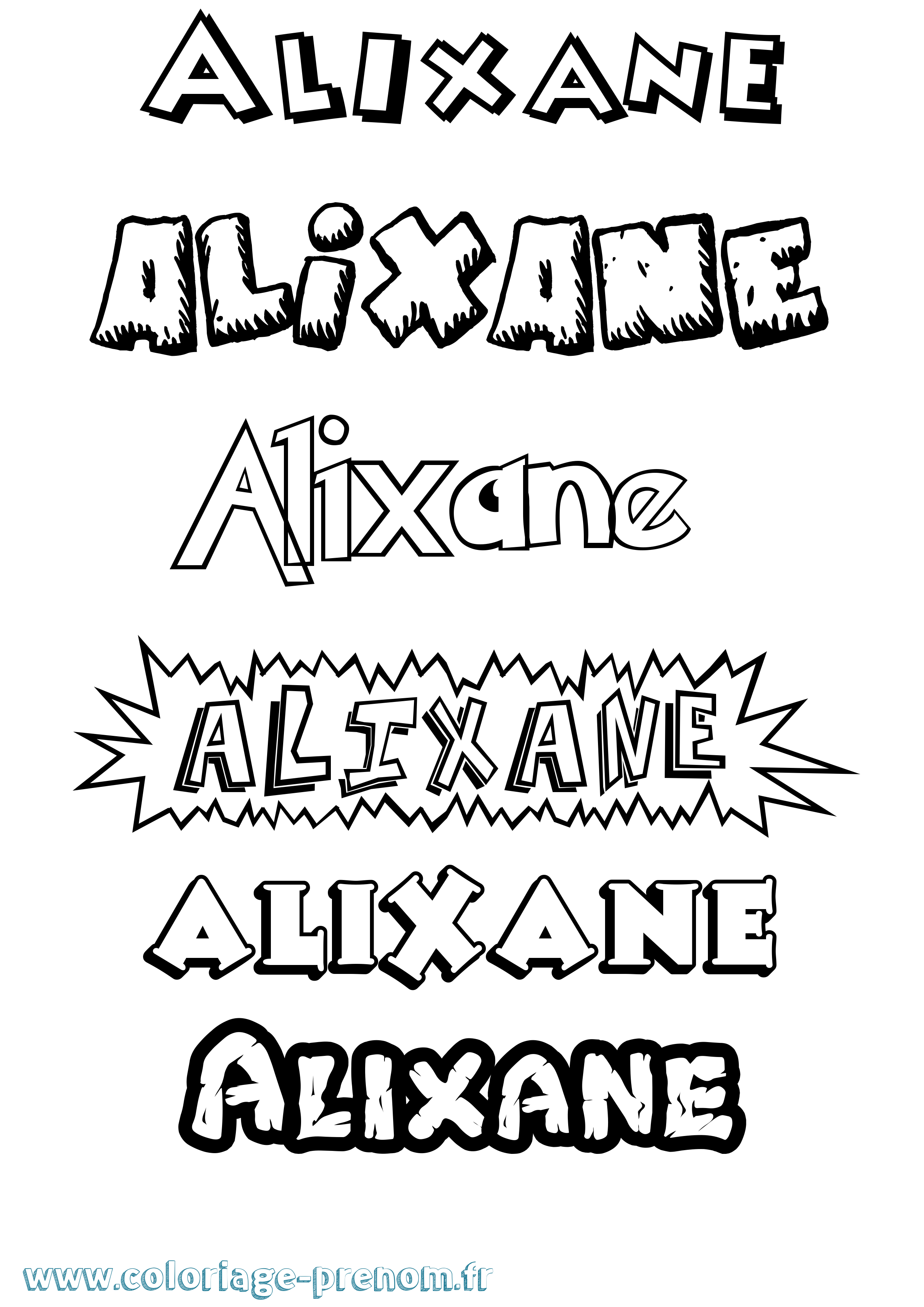 Coloriage Alixane Dessin Animé Coloriage prénom Alixane Dessin Animé