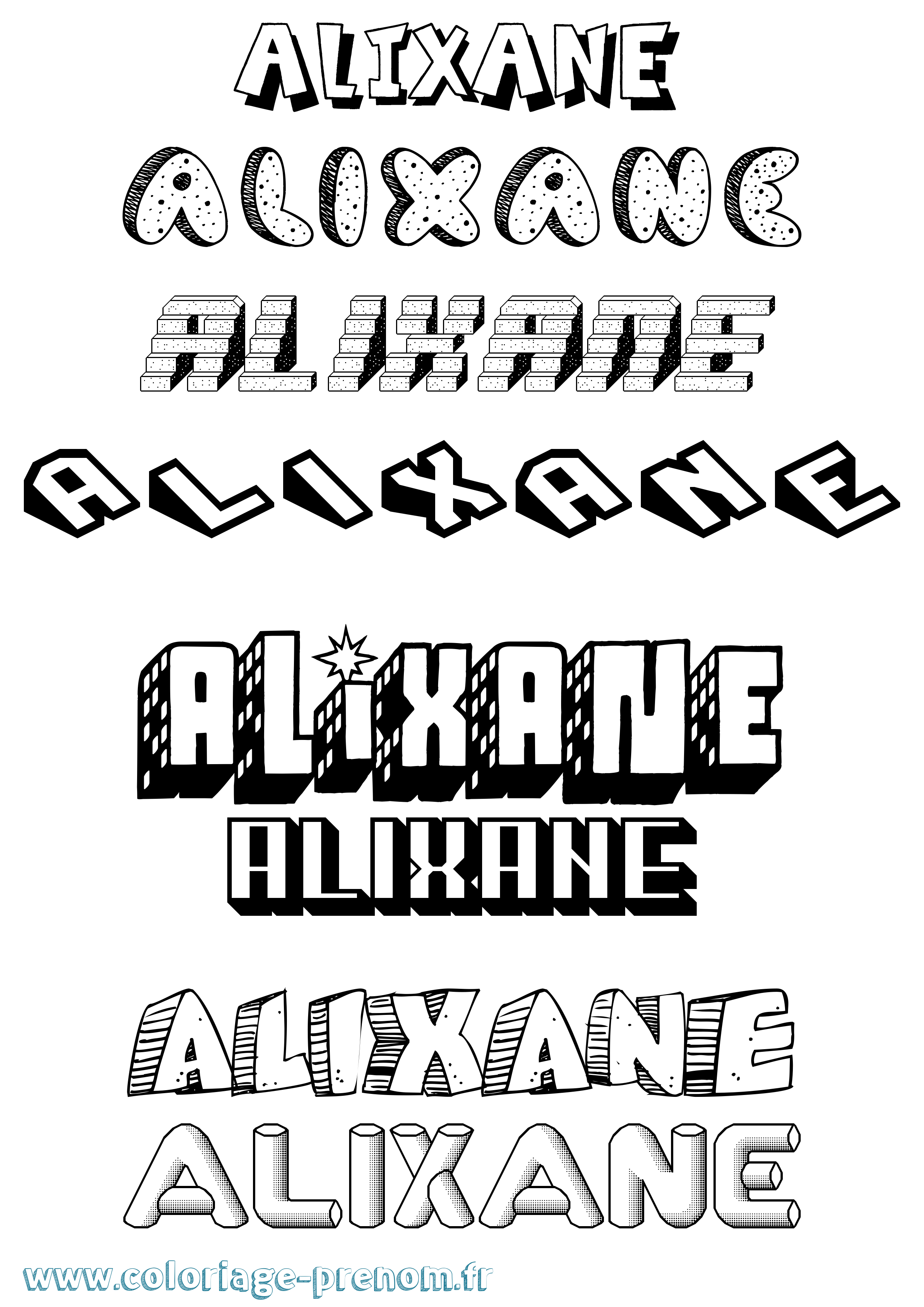 Coloriage Alixane Effet 3D Coloriage prénom Alixane Effet 3D
