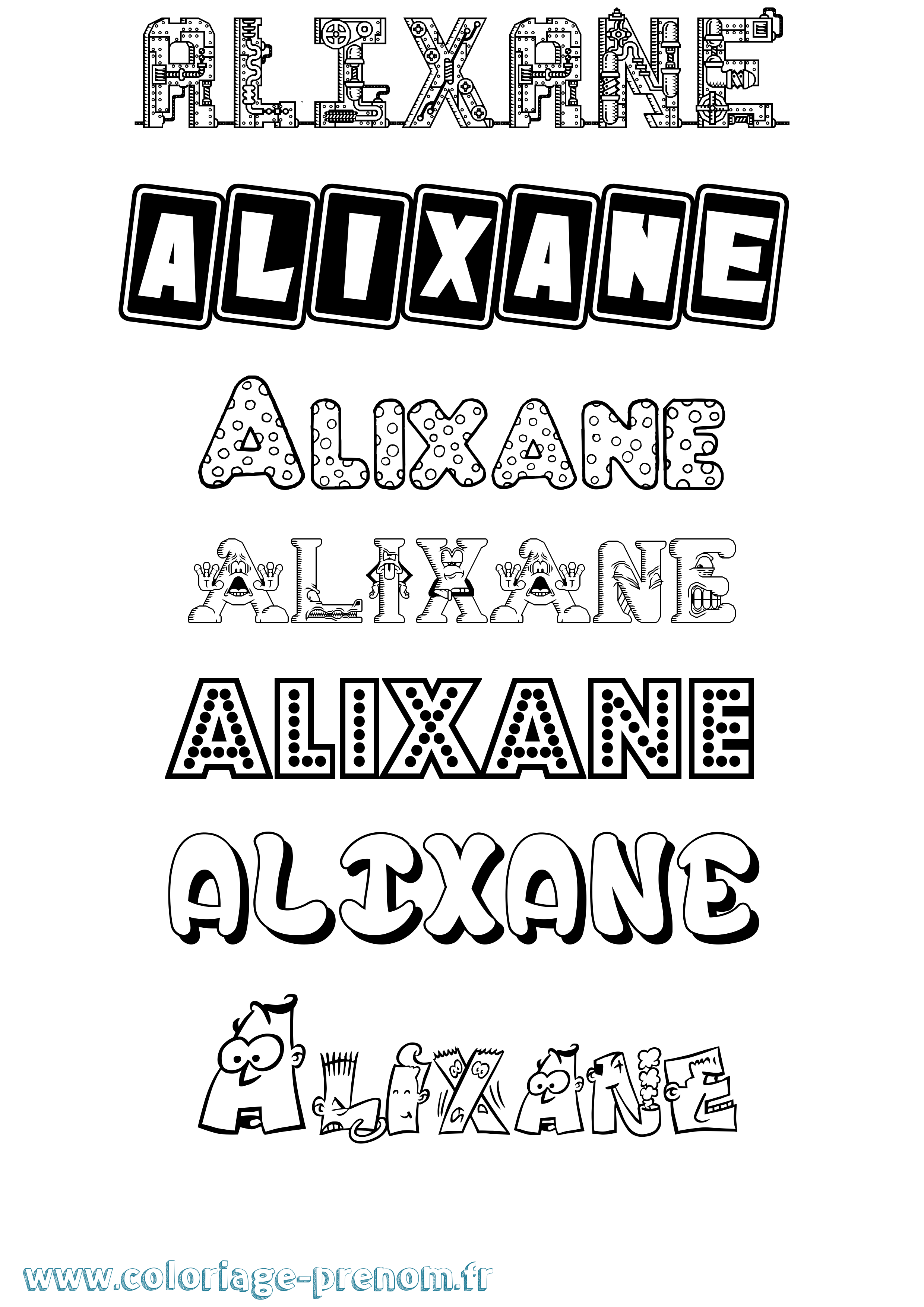 Coloriage Alixane Fun Coloriage prénom Alixane Fun