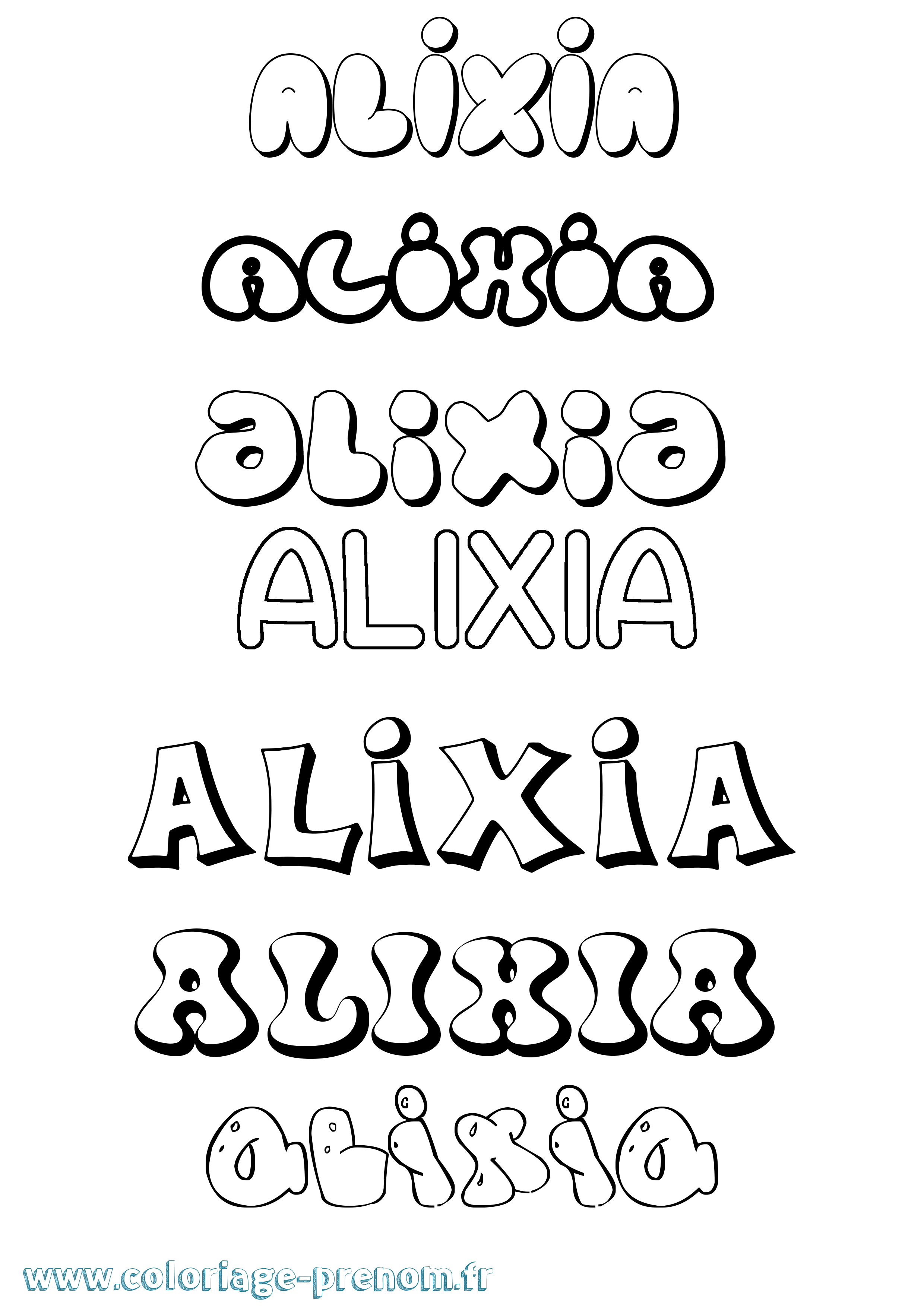 Coloriage Alixia Bubble Coloriage prénom Alixia Bubble