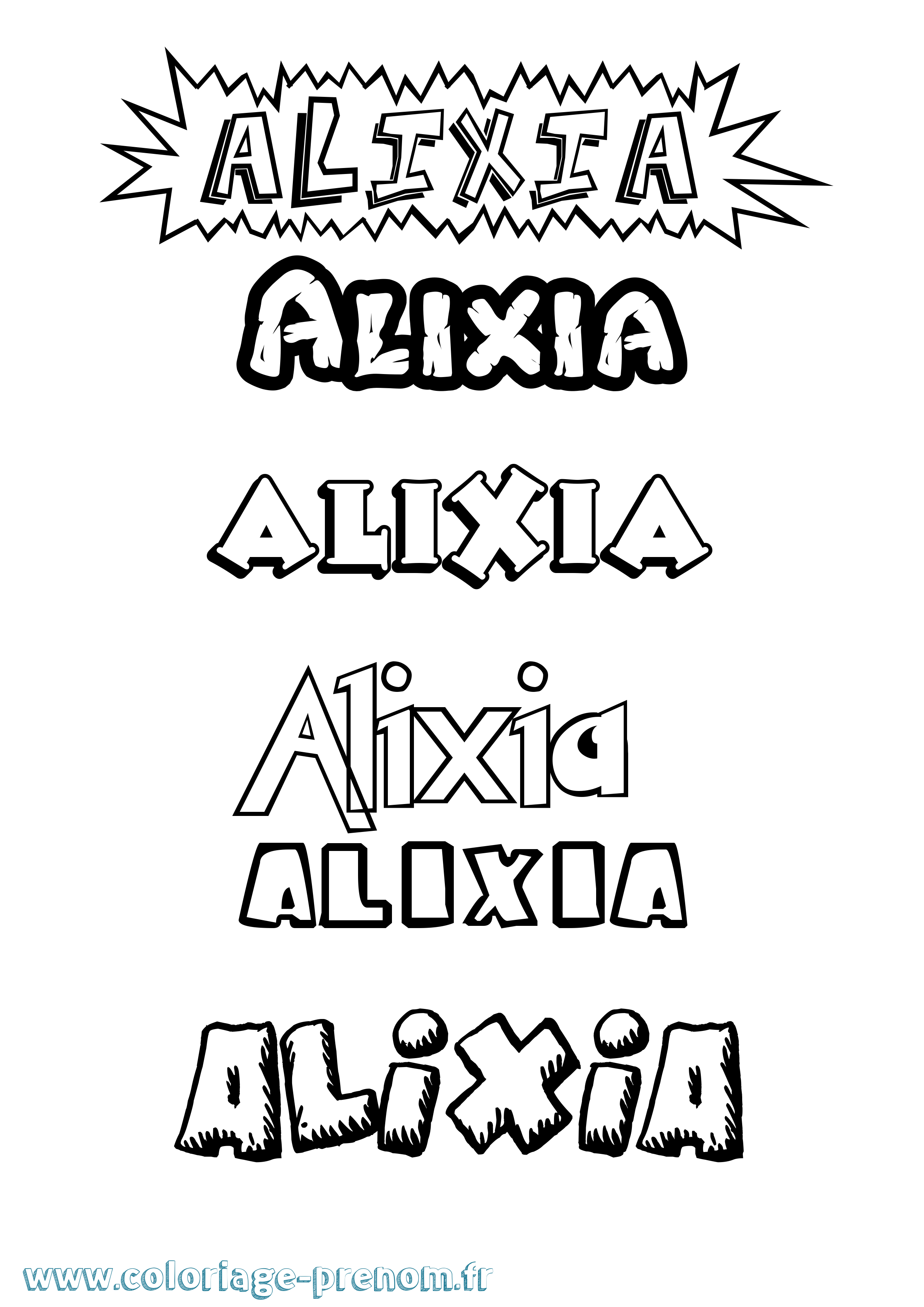 Coloriage Alixia Dessin Animé Coloriage prénom Alixia Dessin Animé
