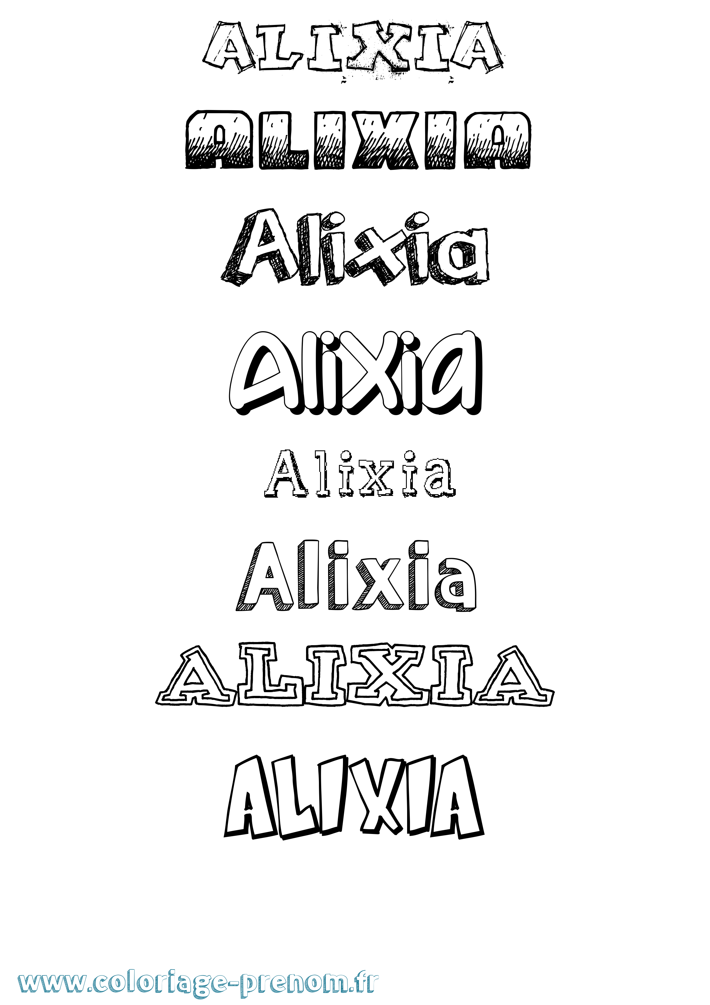 Coloriage Alixia Dessiné Coloriage prénom Alixia Dessiné