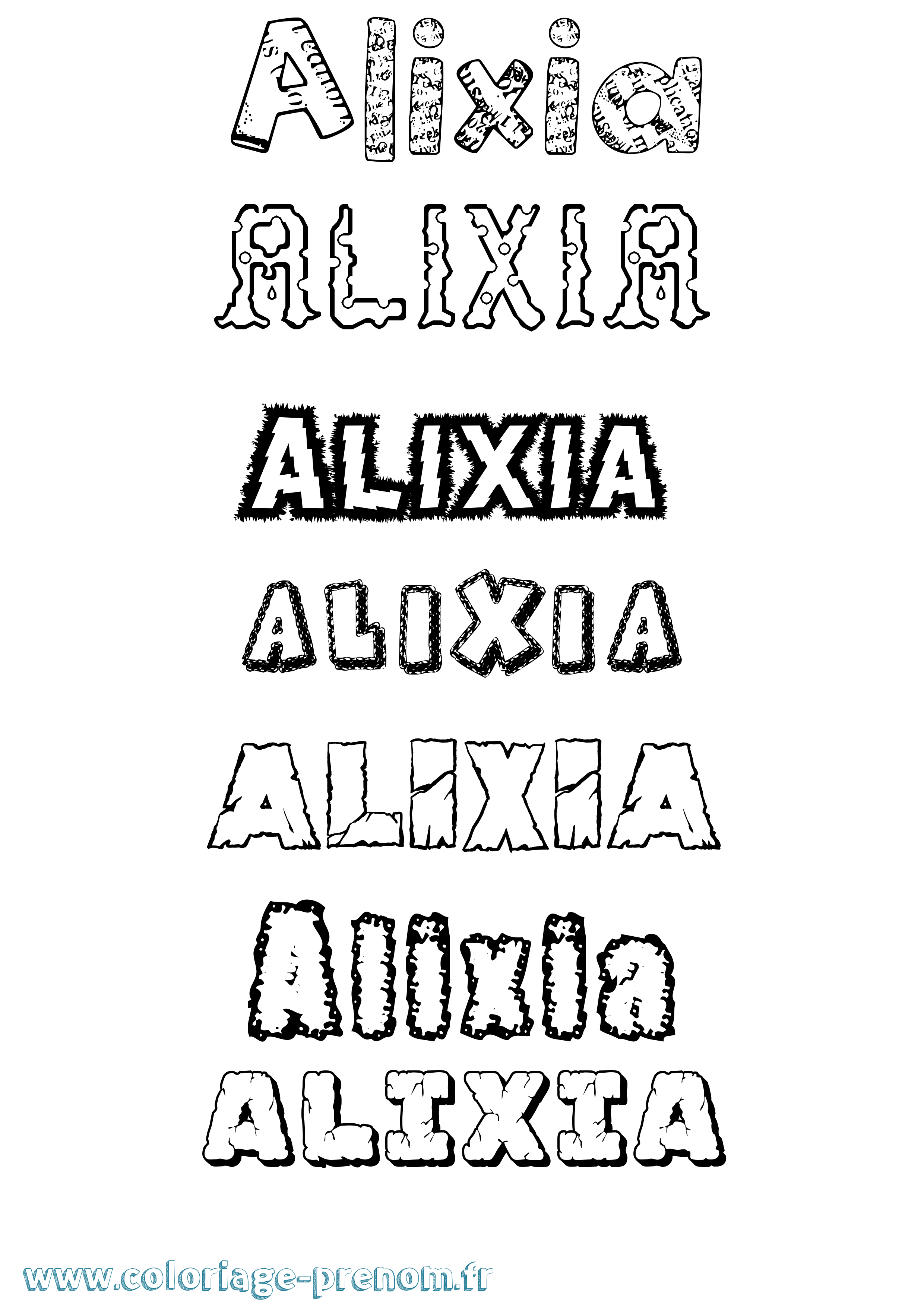 Coloriage Alixia Destructuré Coloriage prénom Alixia Destructuré