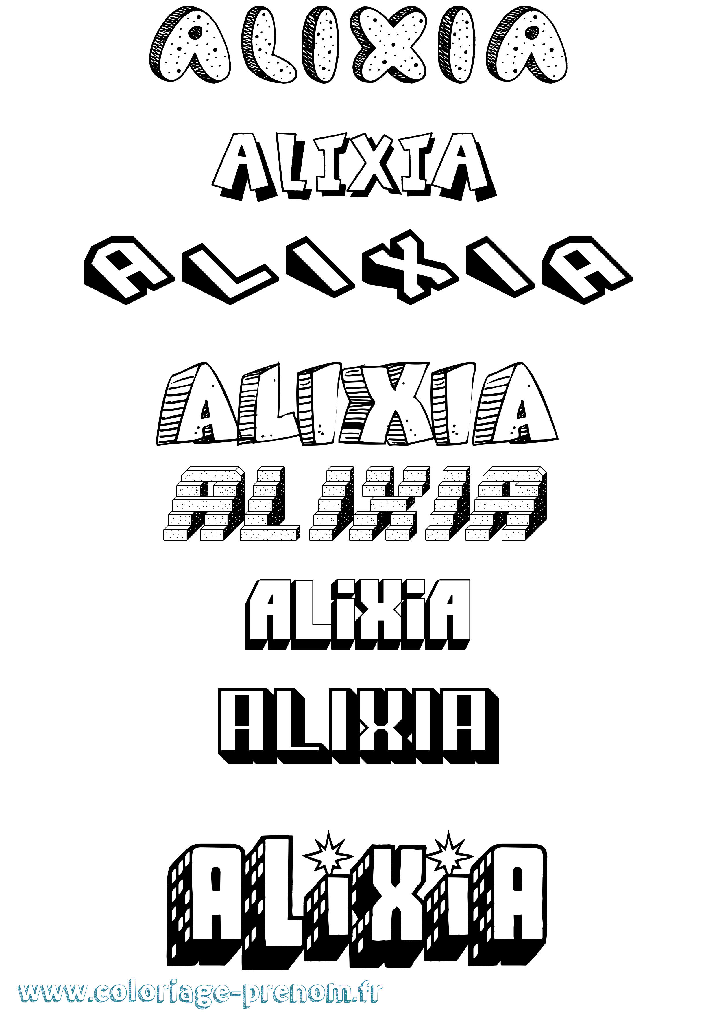 Coloriage Alixia Effet 3D Coloriage prénom Alixia Effet 3D