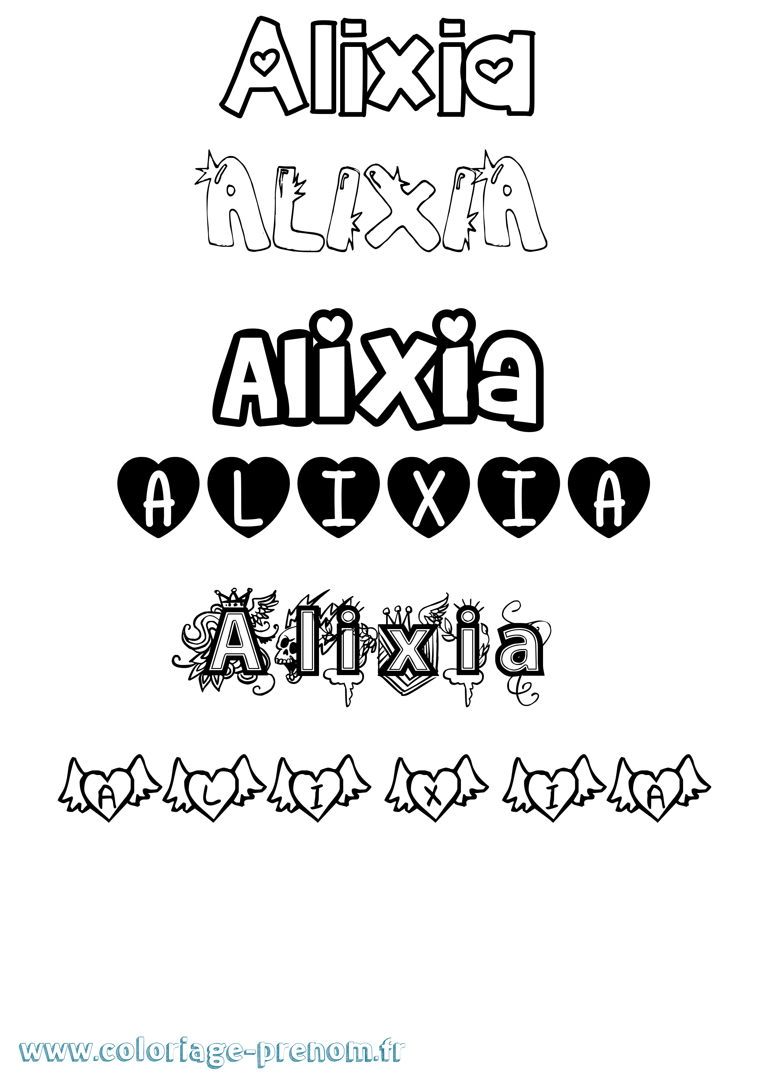 Coloriage Alixia Girly Coloriage prénom Alixia Girly