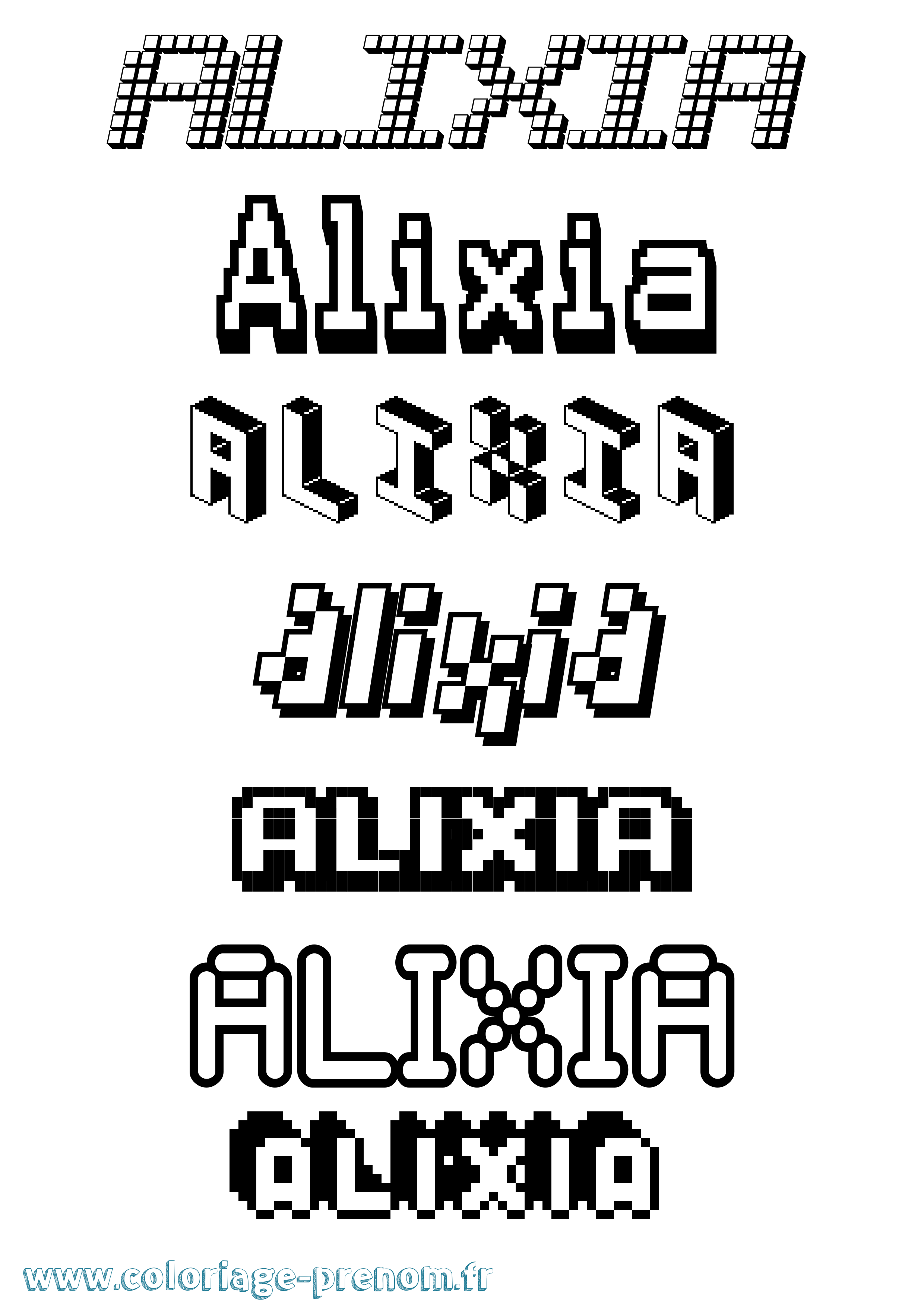 Coloriage Alixia Pixel Coloriage prénom Alixia Pixel