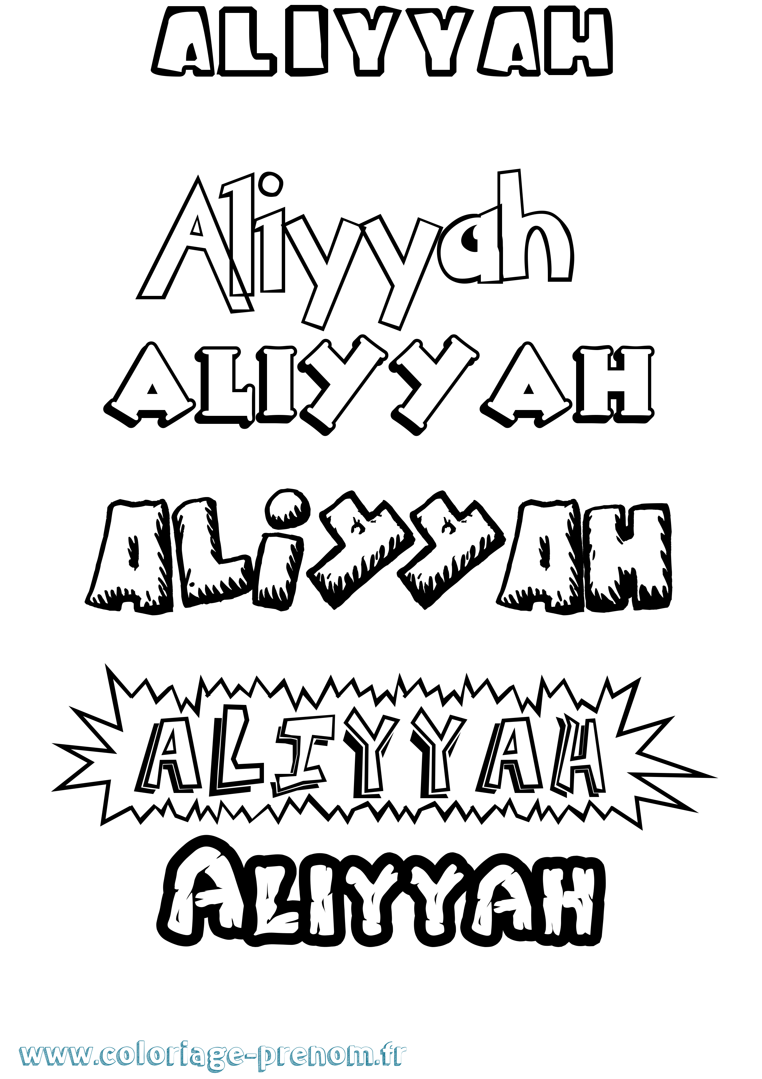 Coloriage Aliyyah Dessin Animé Coloriage prénom Aliyyah Dessin Animé