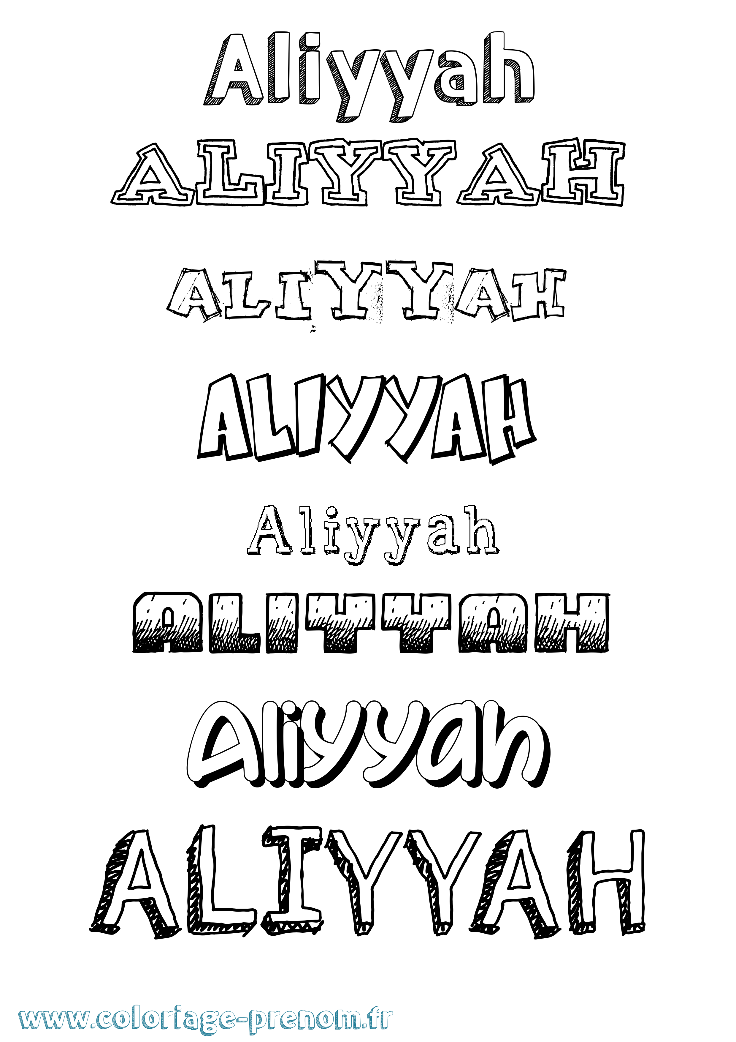 Coloriage Aliyyah Dessiné Coloriage prénom Aliyyah Dessiné