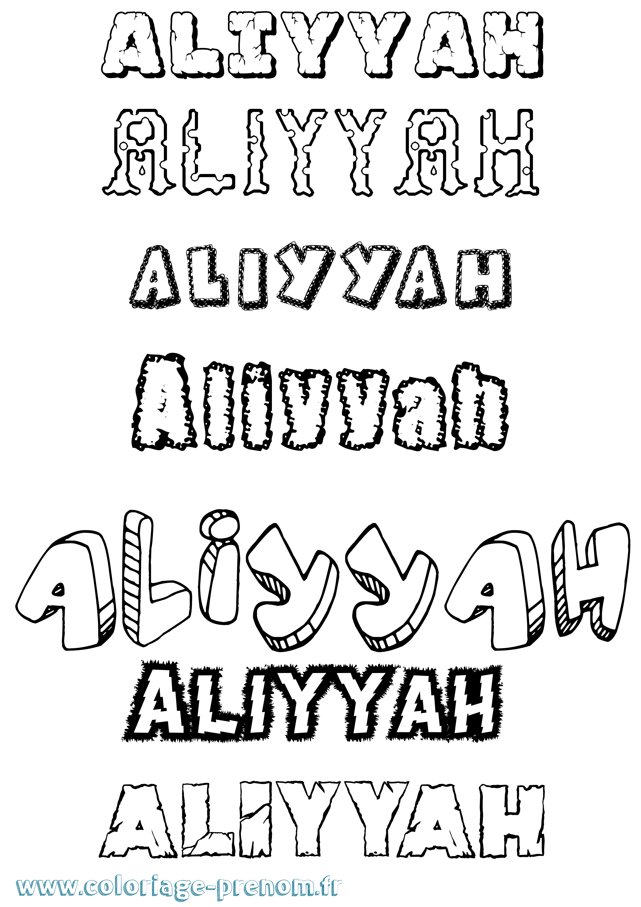 Coloriage Aliyyah Destructuré Coloriage prénom Aliyyah Destructuré