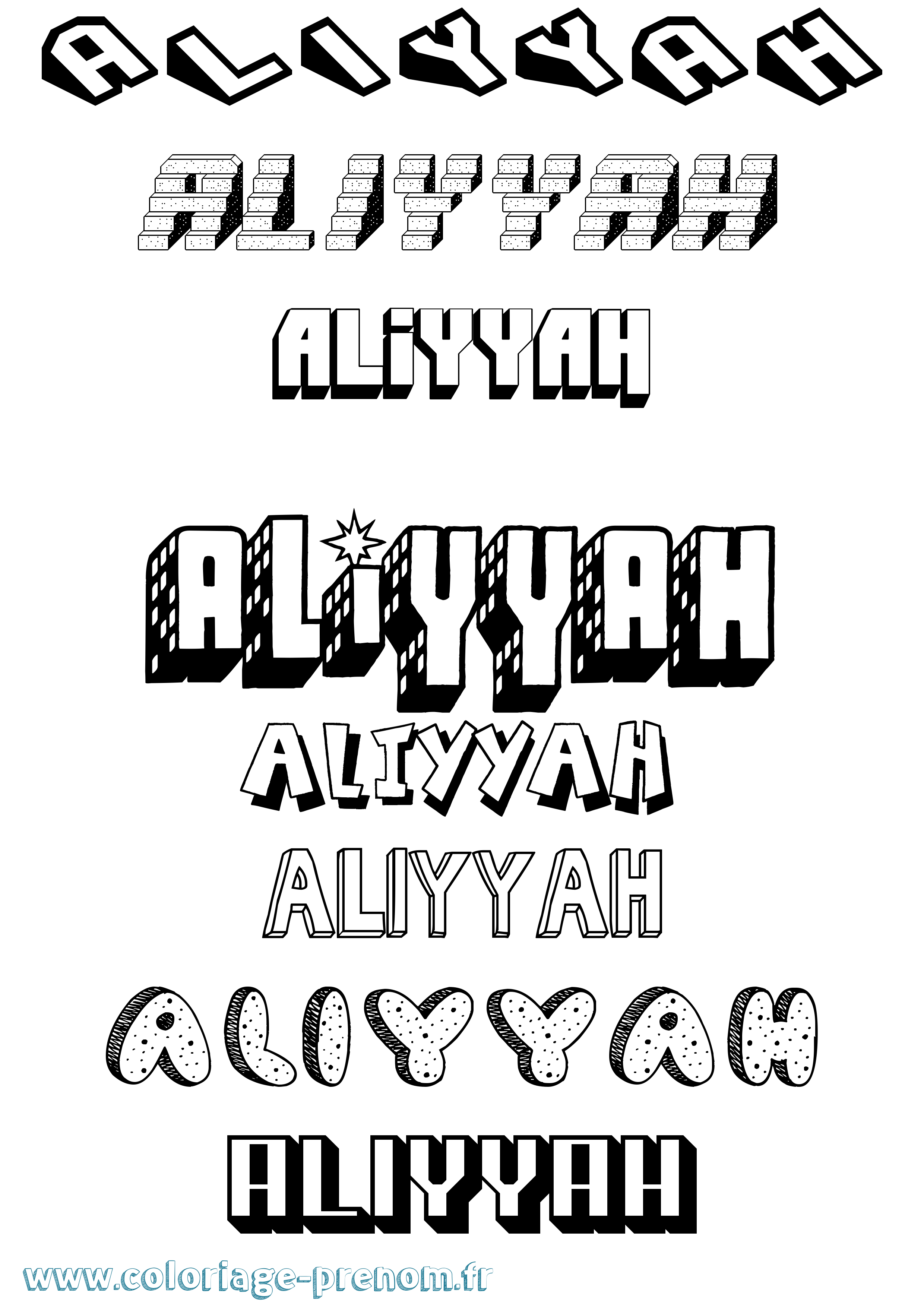 Coloriage Aliyyah Effet 3D Coloriage prénom Aliyyah Effet 3D