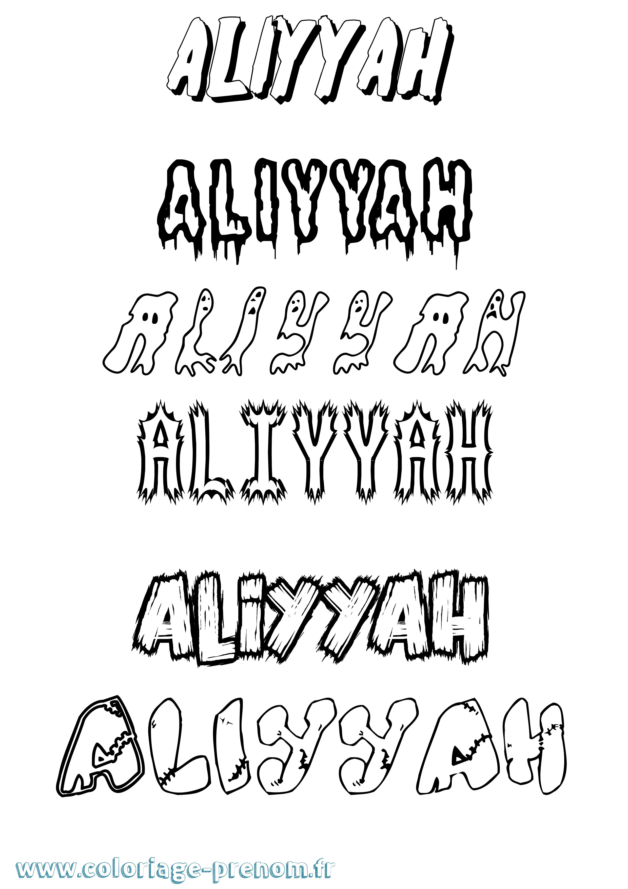 Coloriage Aliyyah Frisson Coloriage prénom Aliyyah Frisson