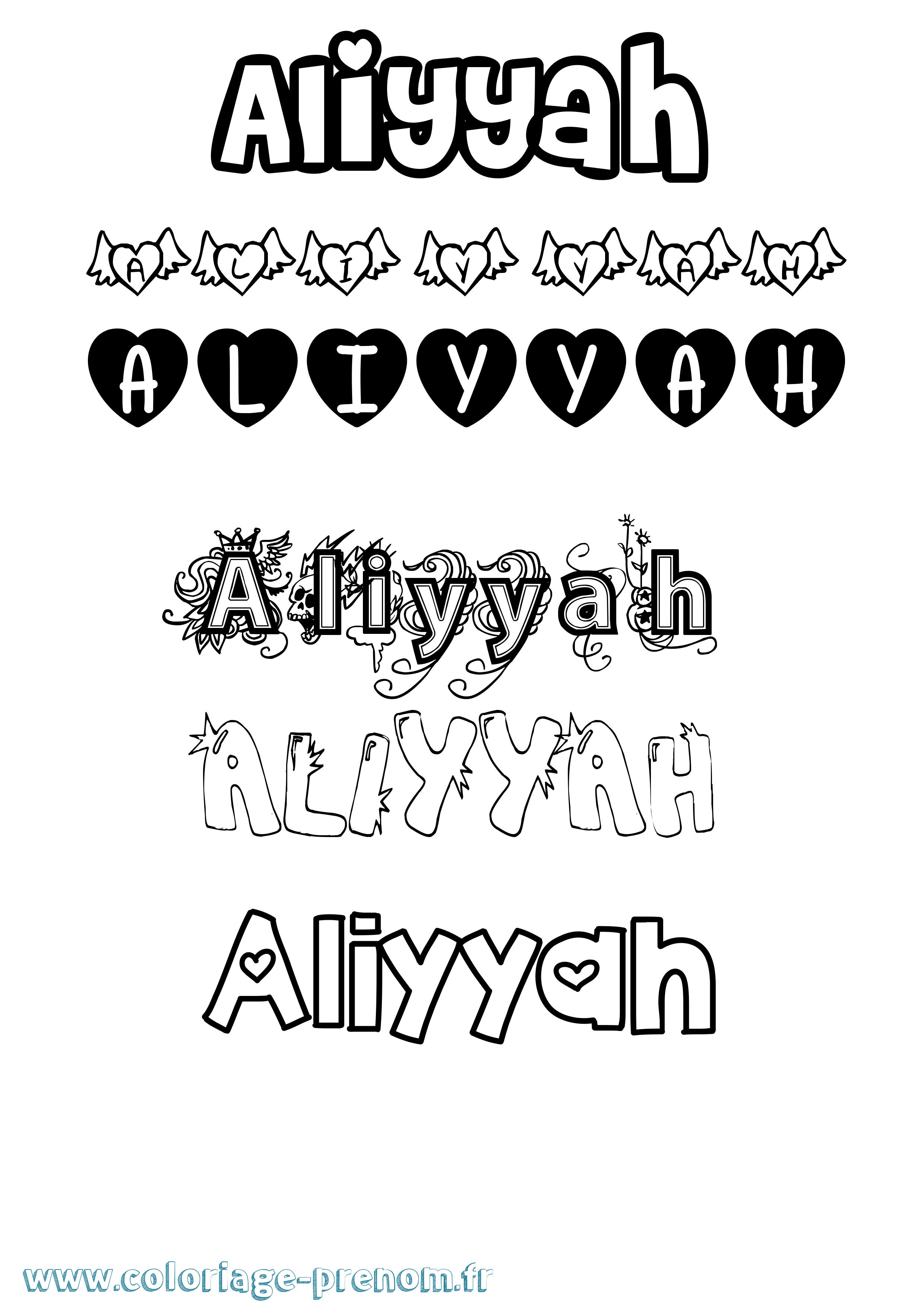 Coloriage Aliyyah Girly Coloriage prénom Aliyyah Girly