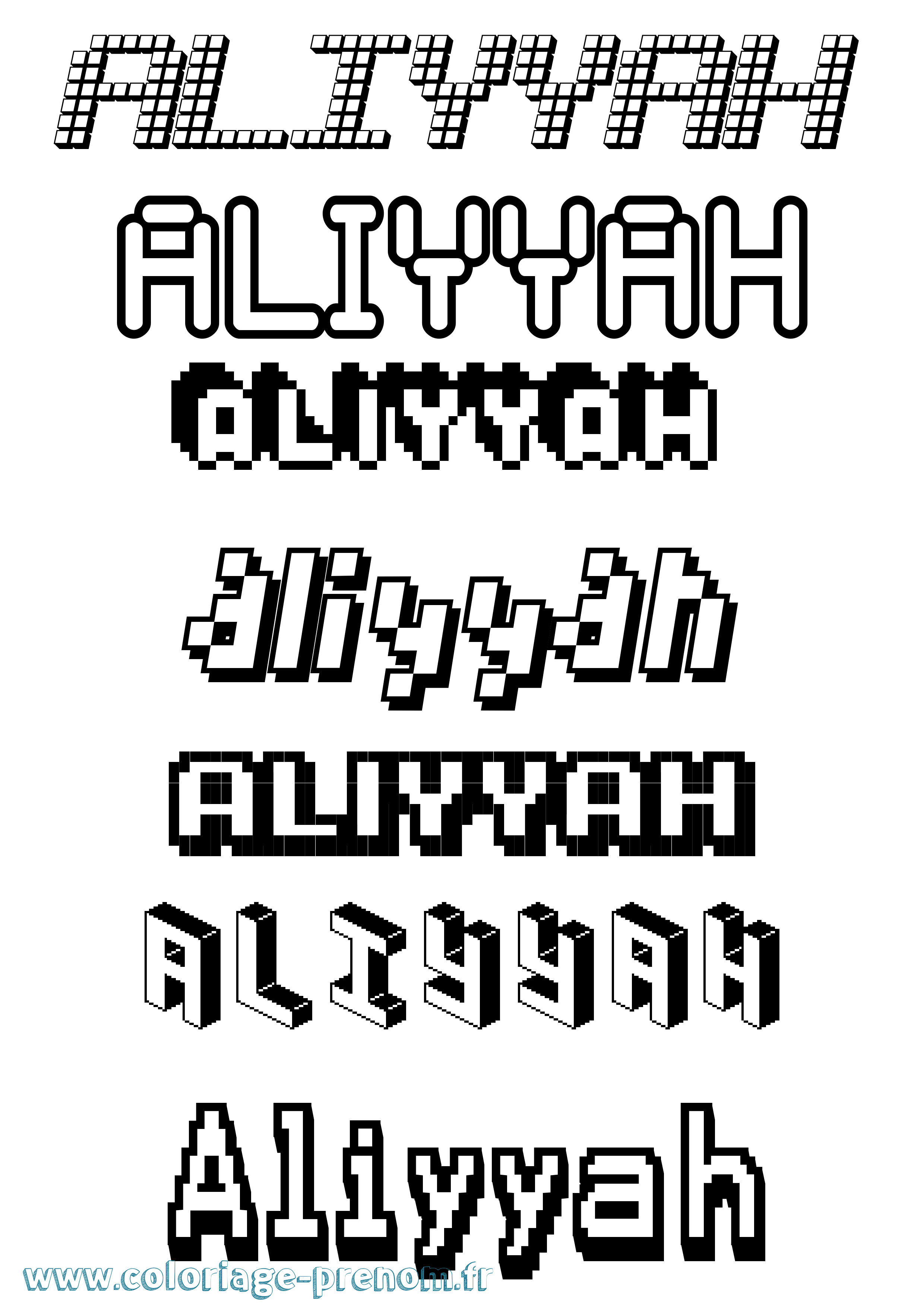 Coloriage Aliyyah Pixel Coloriage prénom Aliyyah Pixel