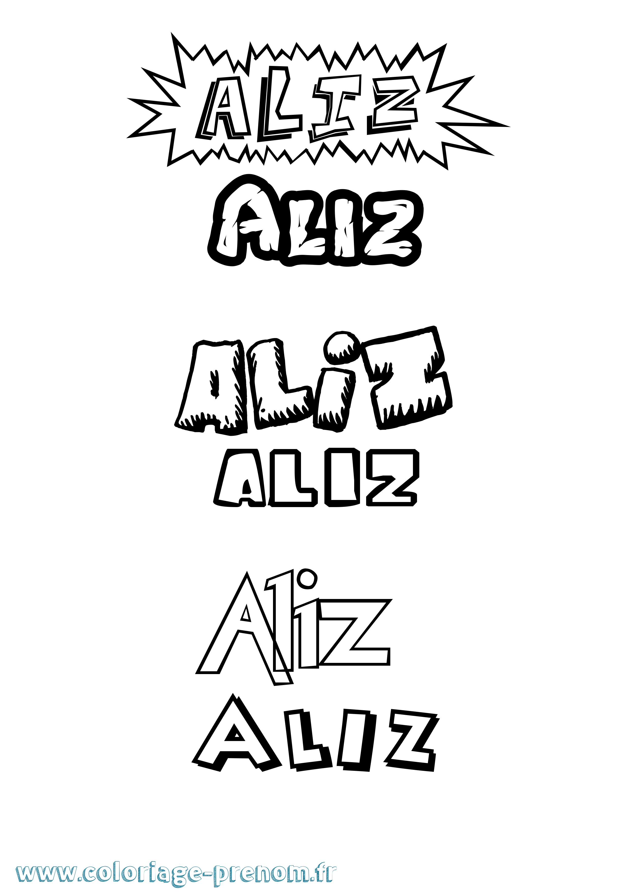 Coloriage Aliz Dessin Animé Coloriage prénom Aliz Dessin Animé
