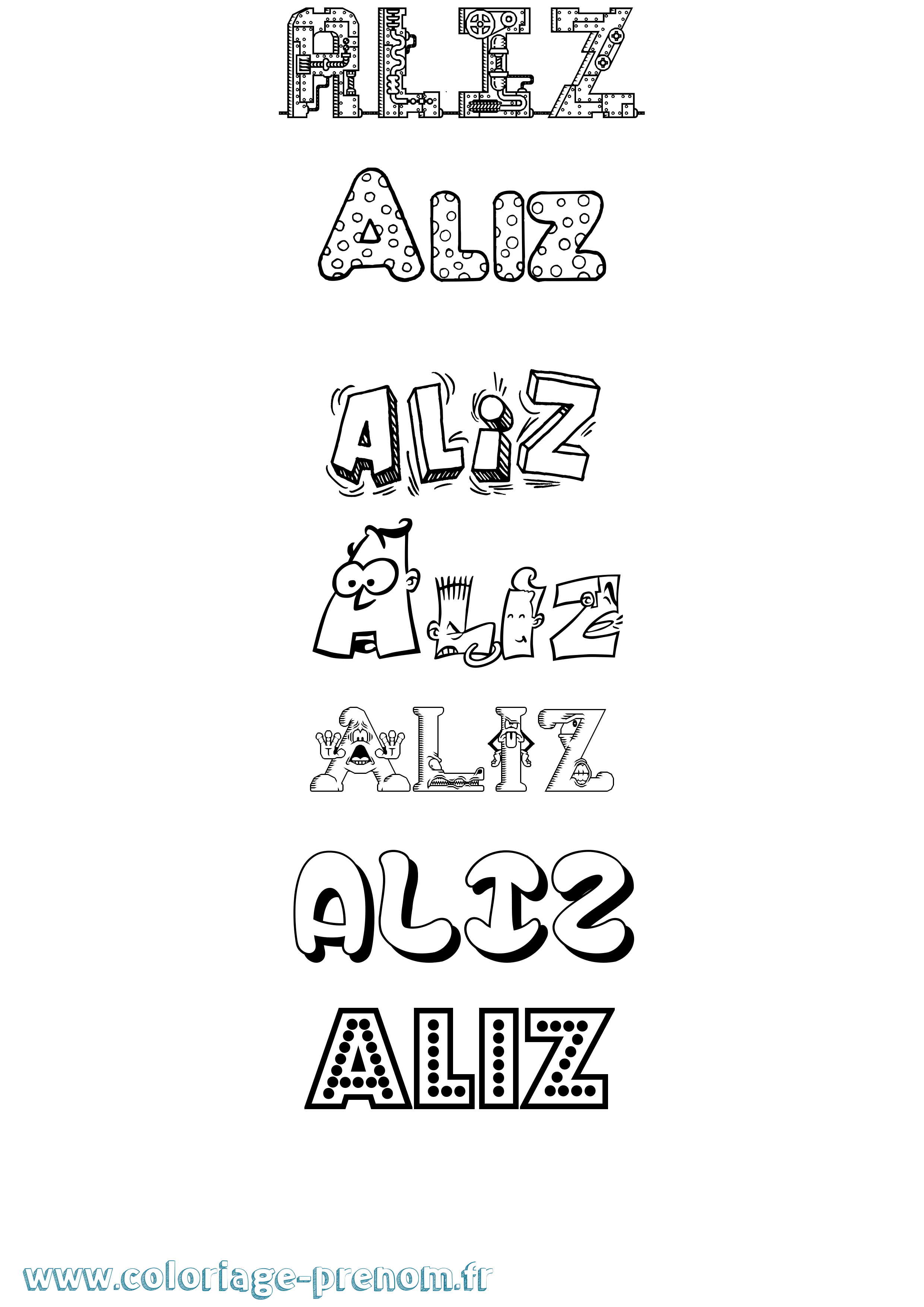 Coloriage Aliz Fun Coloriage prénom Aliz Fun