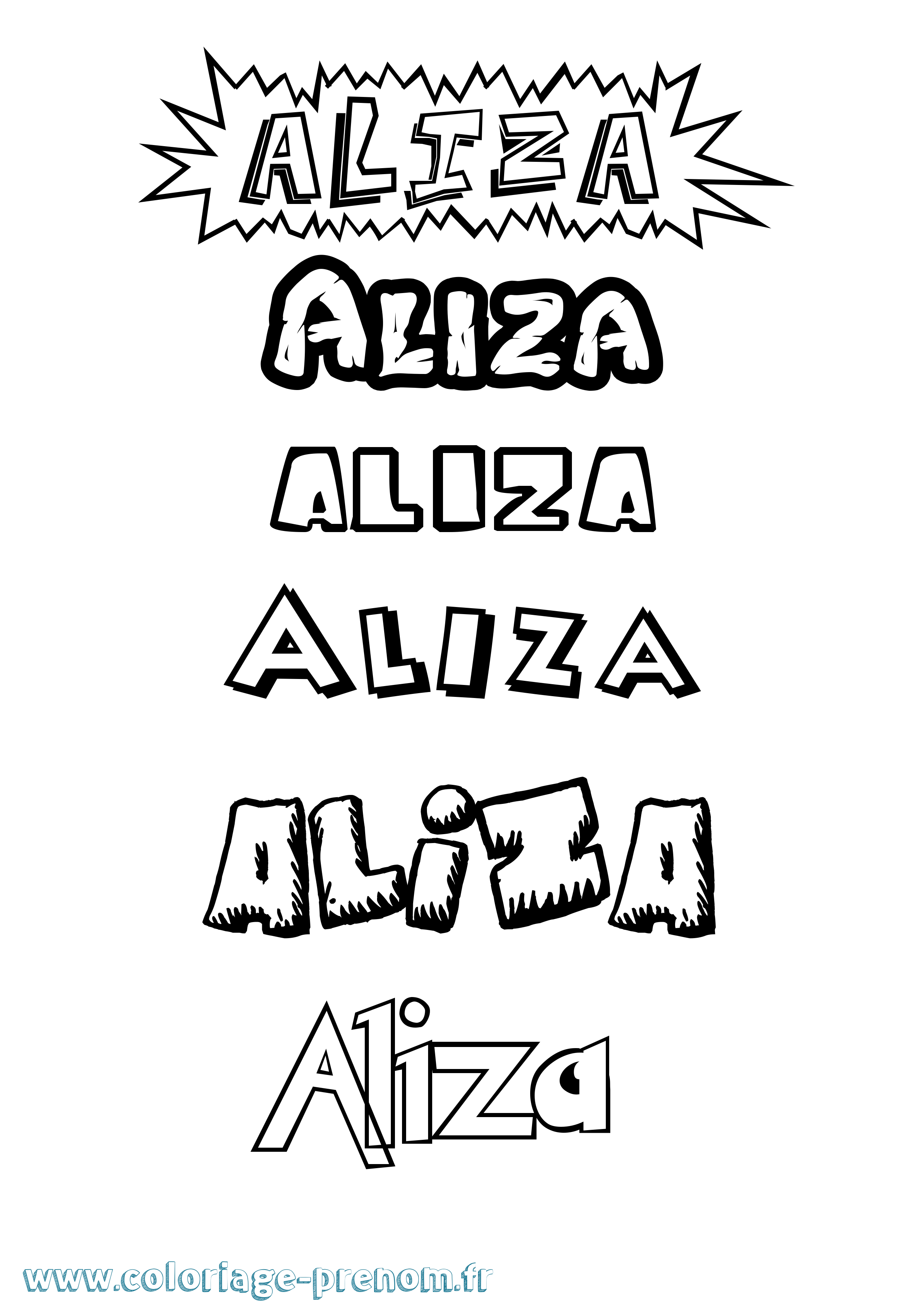 Coloriage Aliza Dessin Animé Coloriage prénom Aliza Dessin Animé