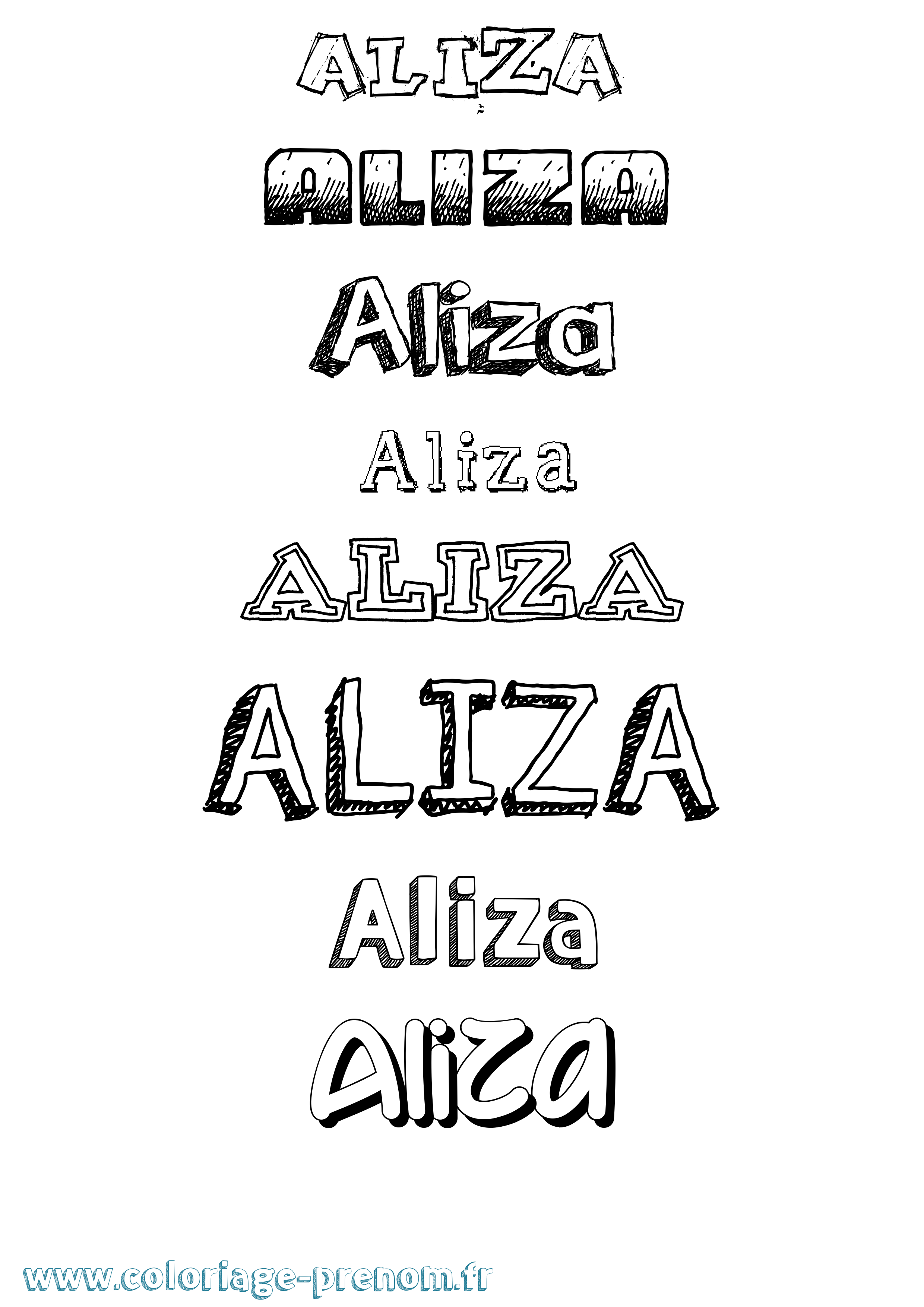 Coloriage Aliza Dessiné Coloriage prénom Aliza Dessiné
